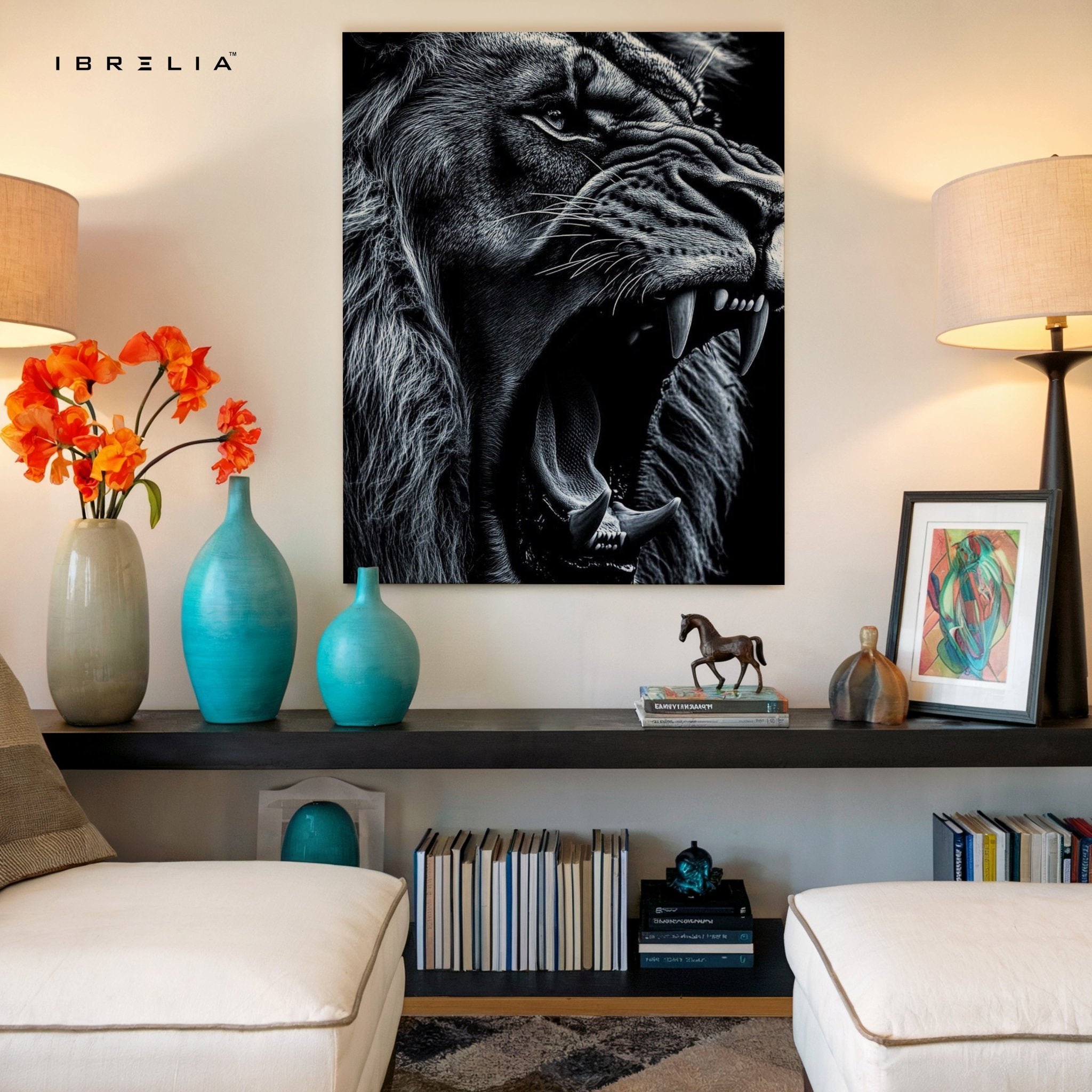 Roaring Lion Wall Frame | 4K Ultra Wrap Frame Wall Art in Pakistan | IBRELIA™ - IBRELIA