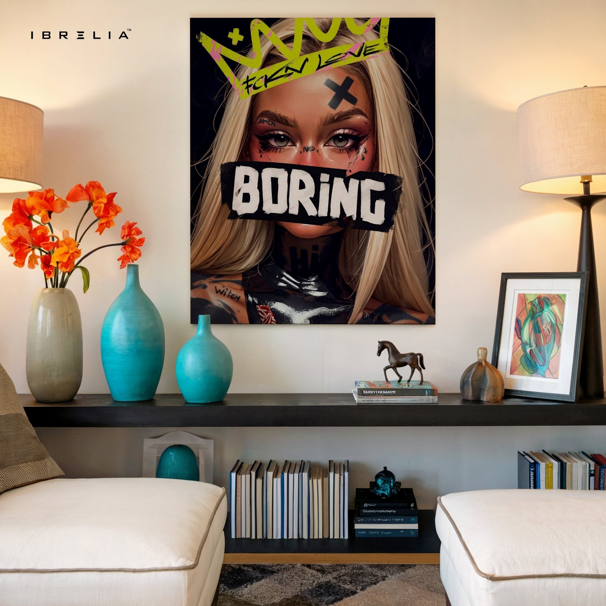 “Boring” Rebel Girl Wall Frame | 4K Ultra Wrap Frame Wall Art in Pakistan | IBRELIA™