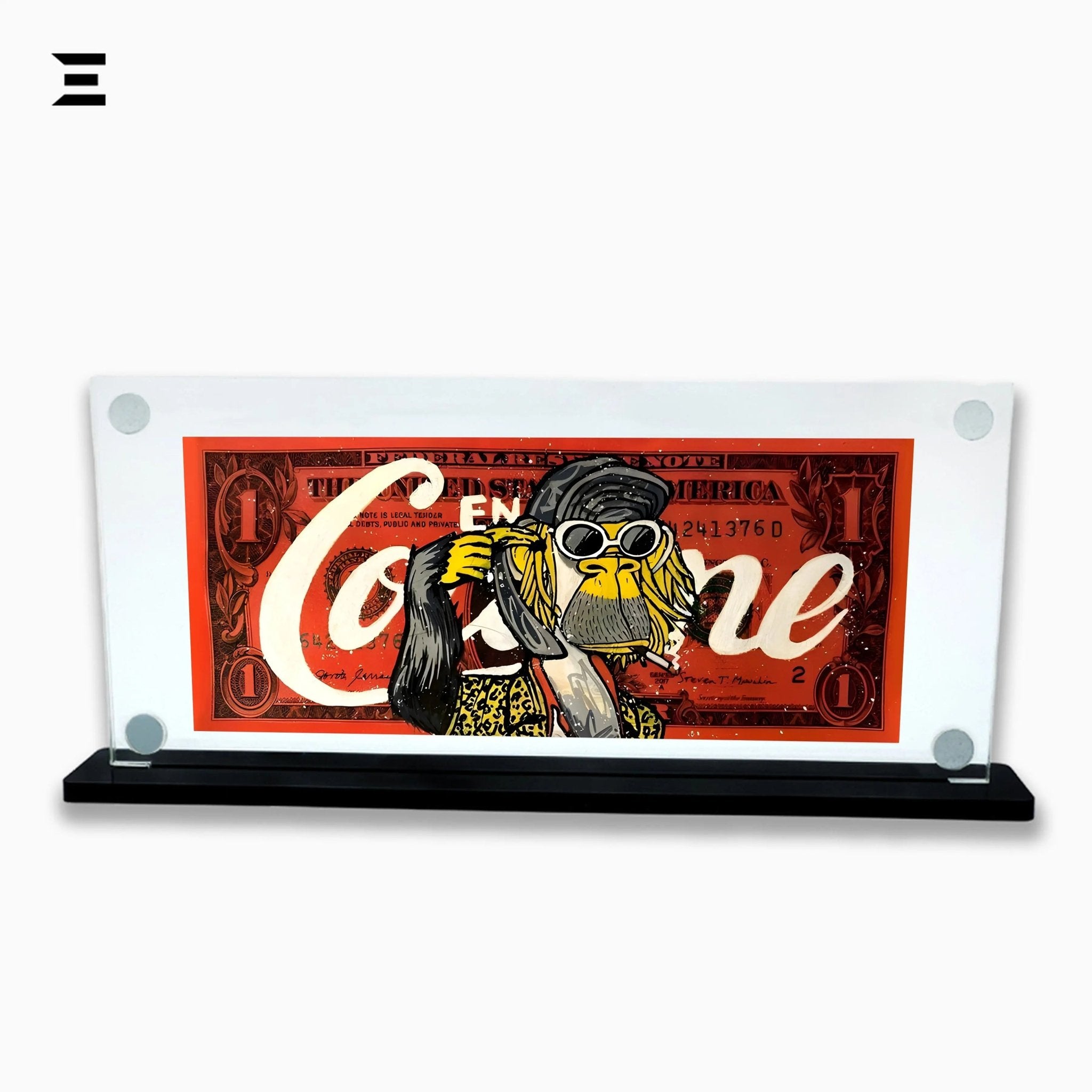 Premium Magnetic Acrylic Frame with Black Base – Coco Ape $1 Dollar Pop Art - IBRELIA