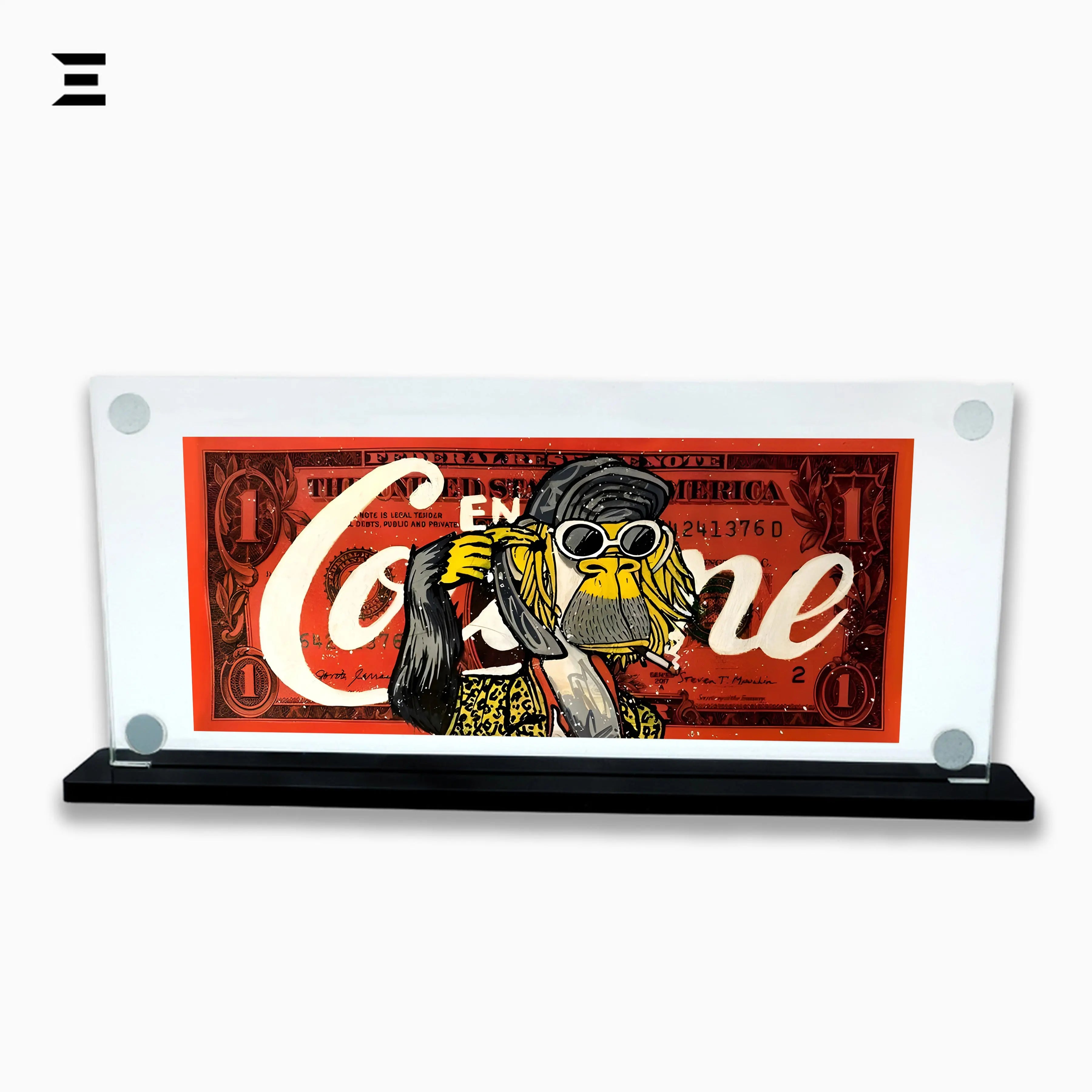 Premium Magnetic Acrylic Frame with Black Base – Coco Ape $1 Dollar Pop Art IBRELIA