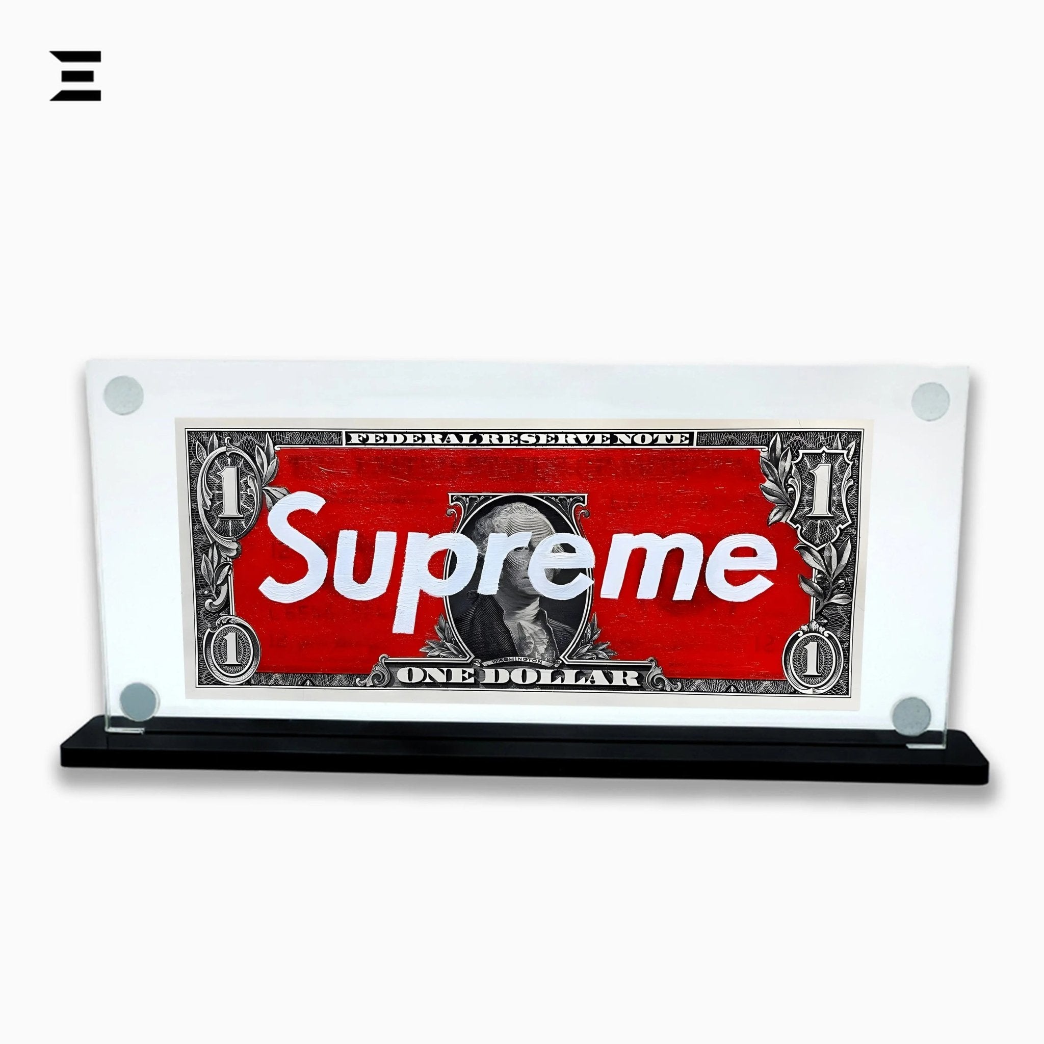 Premium Magnetic Acrylic Frame with Black Base – Supreme $1 Dollar Pop Art - IBRELIA