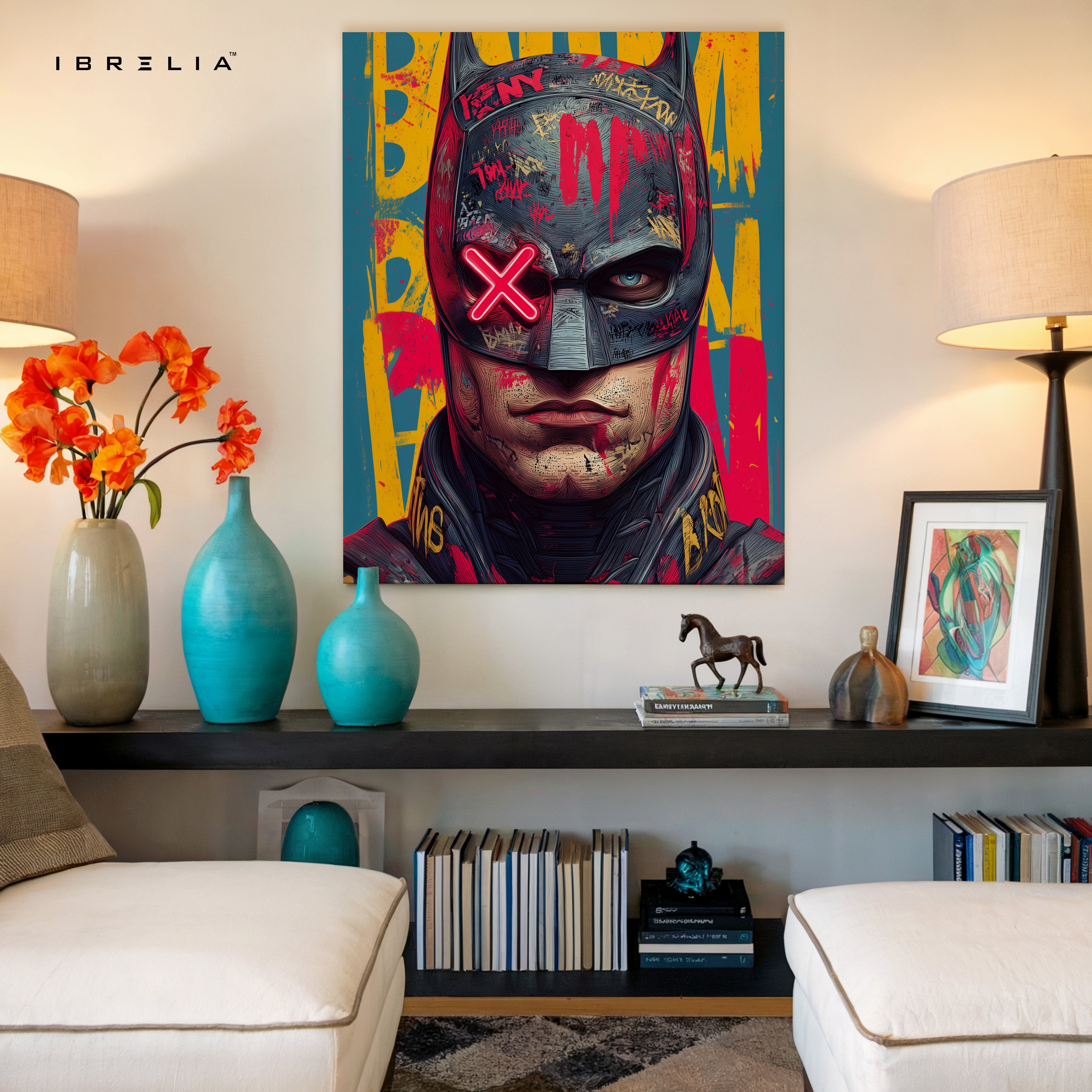 Batman Neon Graffiti Wall Frame | 4K Ultra Wrap Frame Wall Art in Pakistan | IBRELIA™