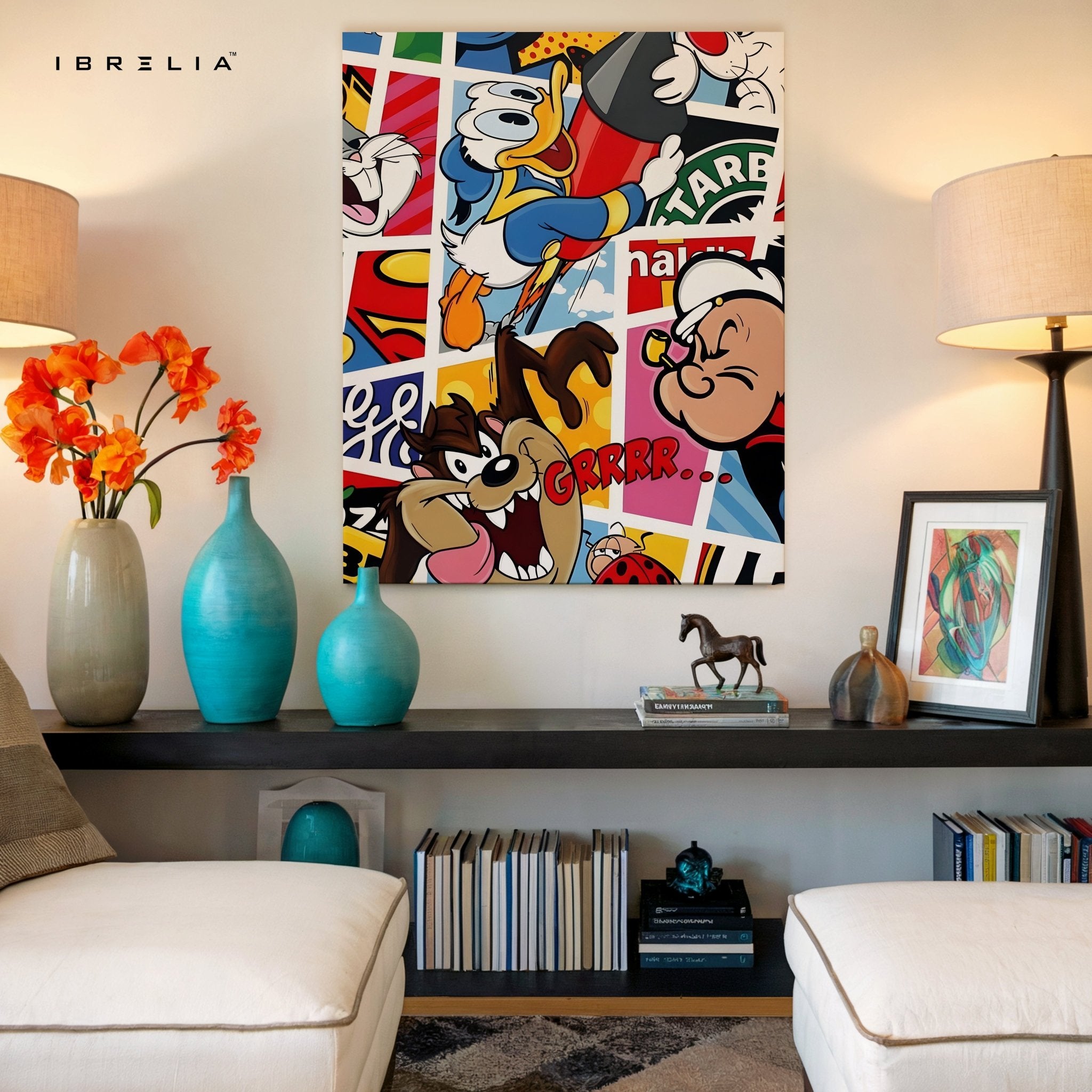 Retro Cartoon Mashup Wall Frame | 4K Ultra Wrap Frame Wall Art in Pakistan | IBRELIA™ - IBRELIA