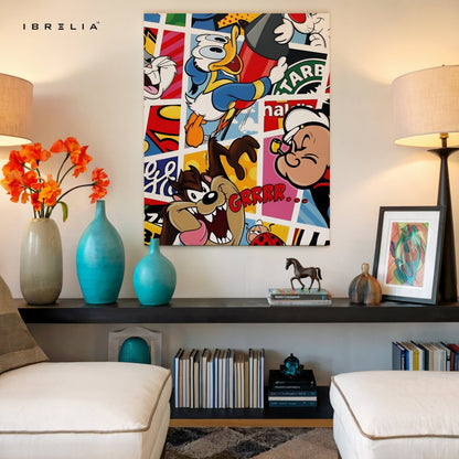 Retro Cartoon Mashup Wall Frame | 4K Ultra Wrap Frame Wall Art in Pakistan | IBRELIA™ - IBRELIA