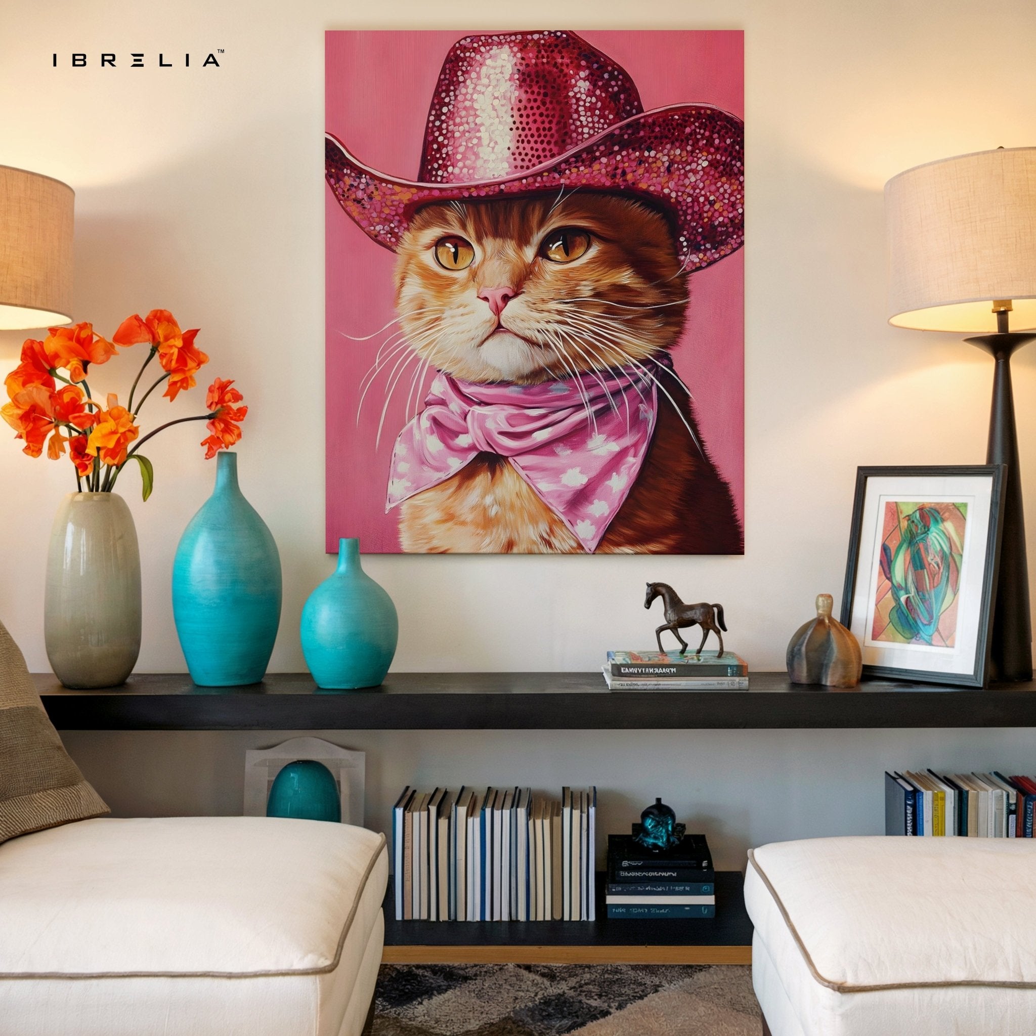 Cowgirl Cat Wall Frame | 4K Ultra Wrap Frame Wall Art in Pakistan | IBRELIA™