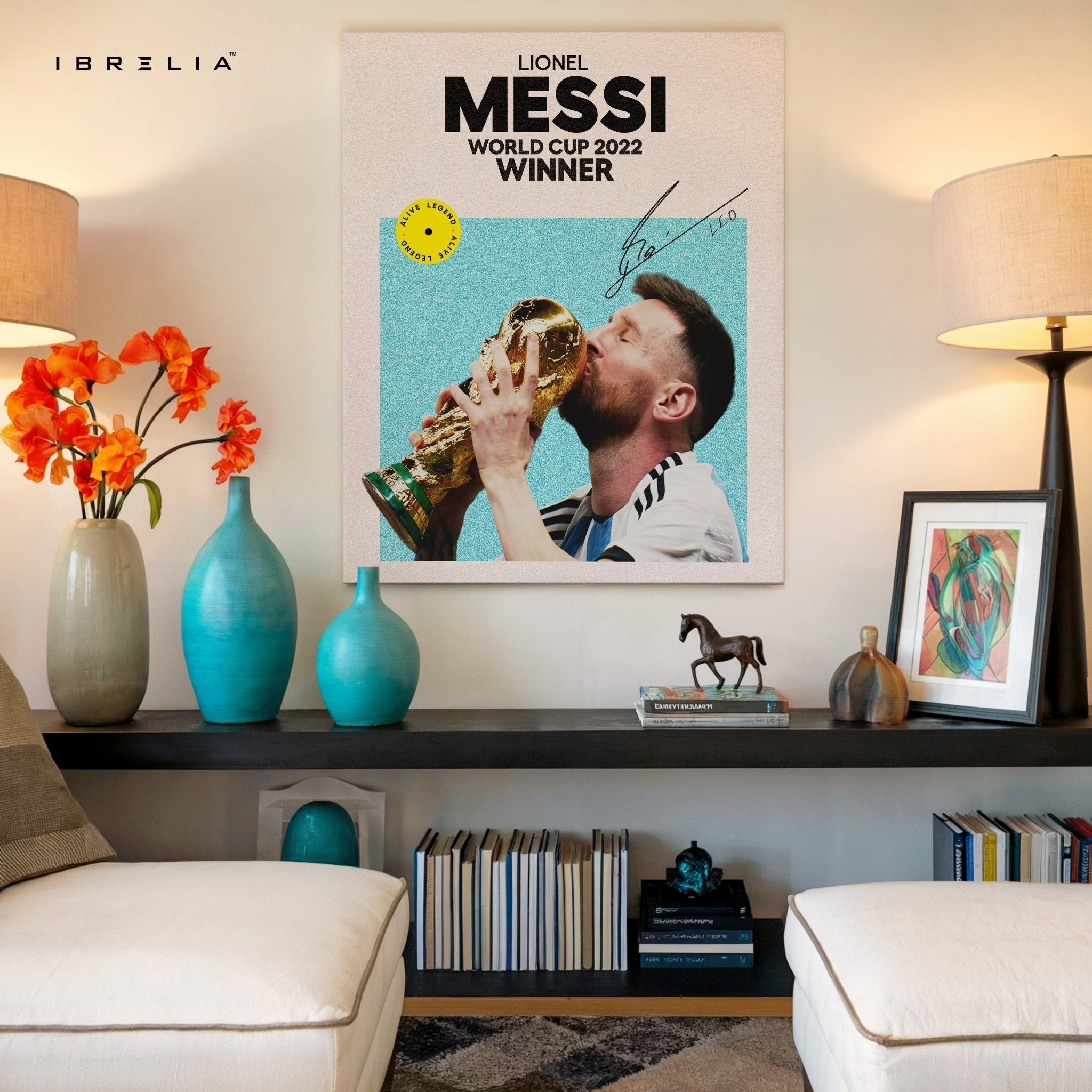 Lionel Messi Kissing the World Cup Trophy – 4K Ultra Wrap Frame Wall Art in Pakistan | IBRELIA™ - IBRELIA