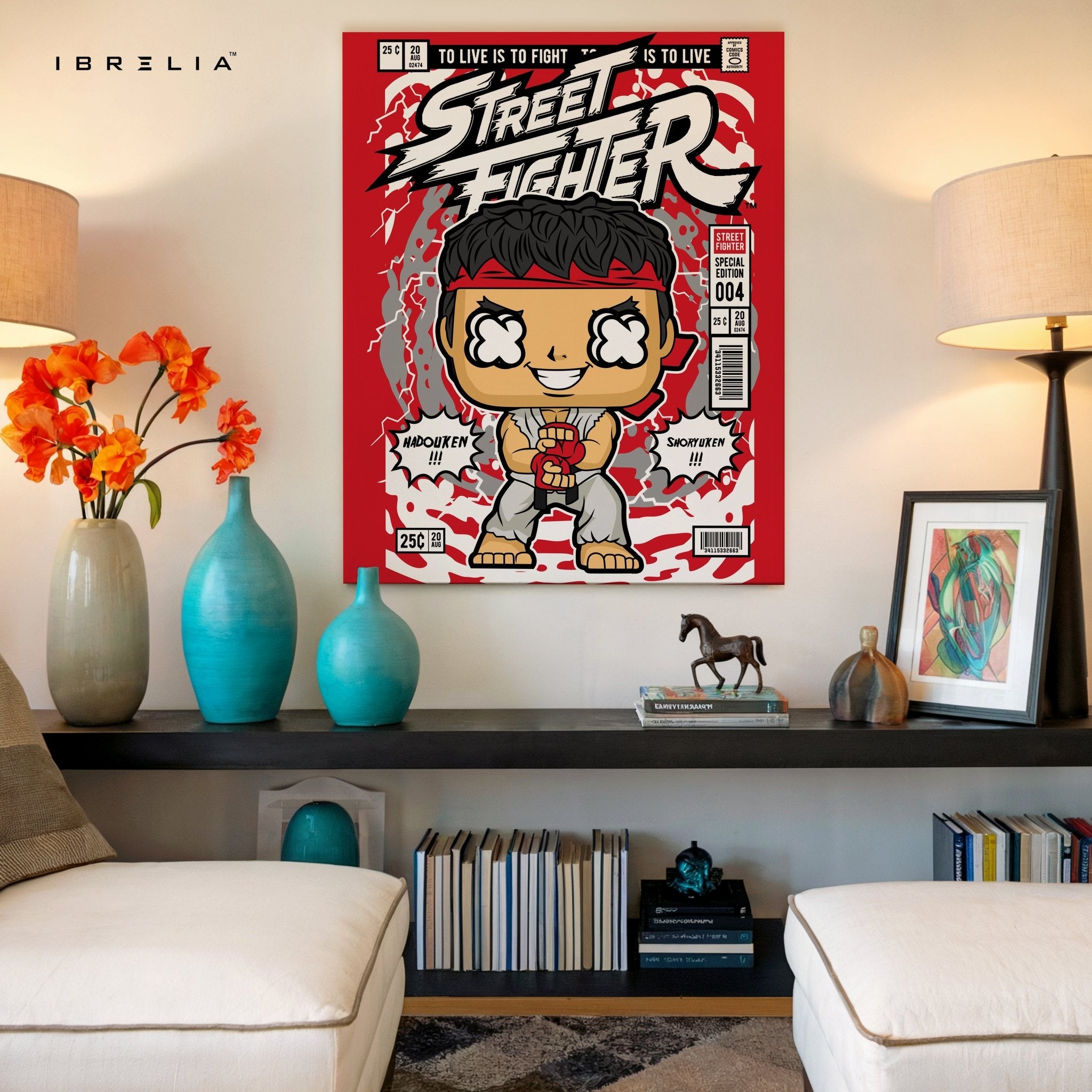 Street Fighter “Ryu Edition” Pop Art Comic Frame – 4K Ultra Wrap Frame Wall Art in Pakistan | IBRELIA™ - IBRELIA