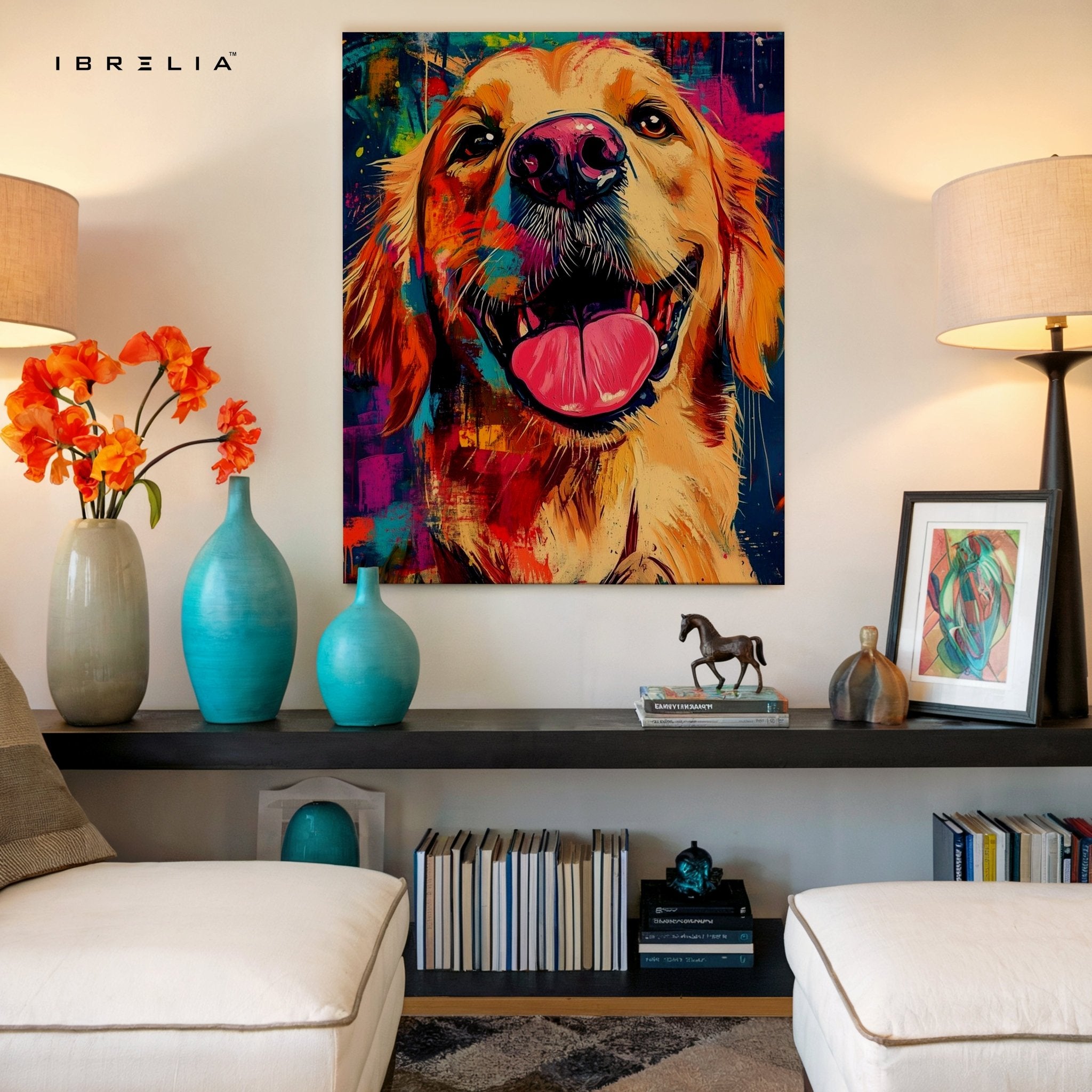 Colorful Golden Retriever Wall Frame | 4K Ultra Wrap Frame Wall Art in Pakistan | IBRELIA™