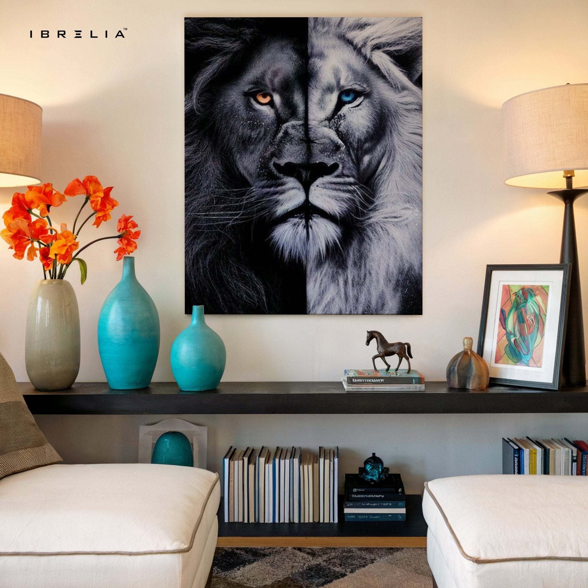 Dual Lion Majesty Wall Frame | 4K Ultra Wrap Frame Wall Art in Pakistan | IBRELIA™ - IBRELIA