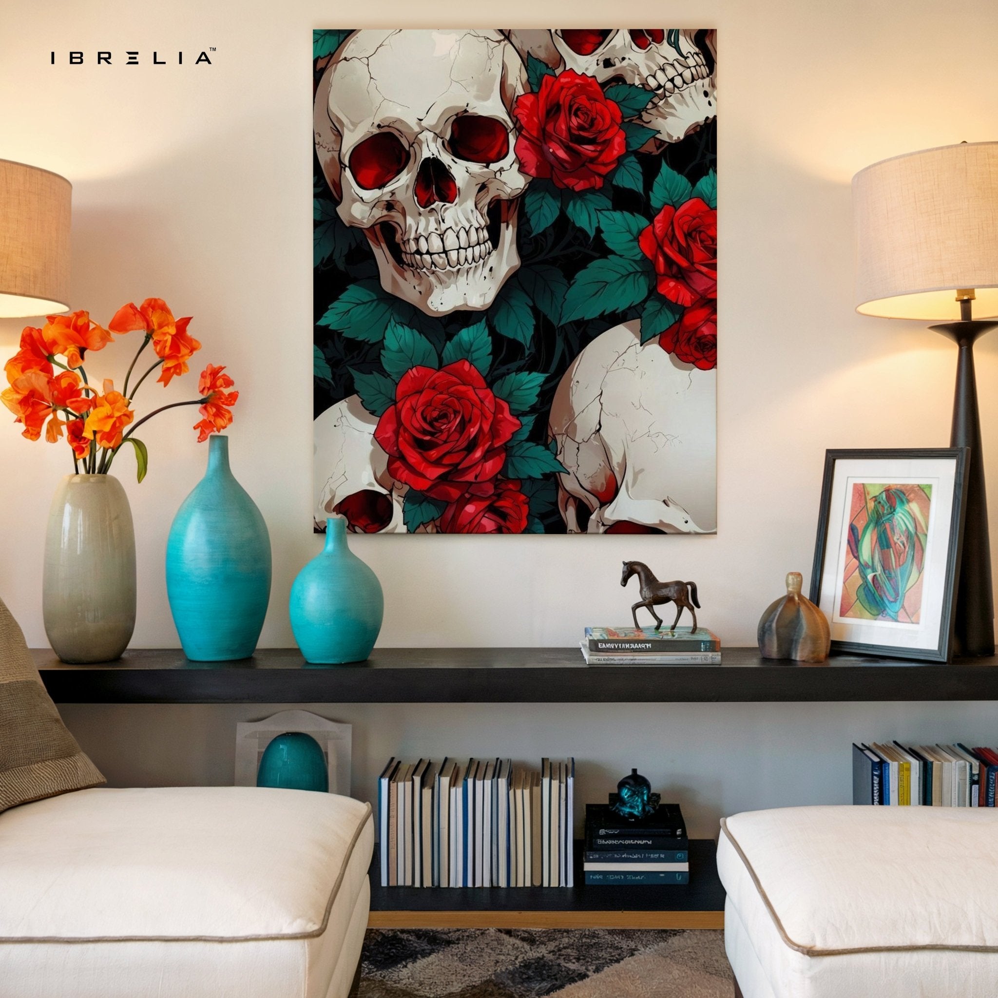 Skull & Roses Wall Frame | 4K Ultra Wrap Frame Wall Art in Pakistan | IBRELIA™ - IBRELIA