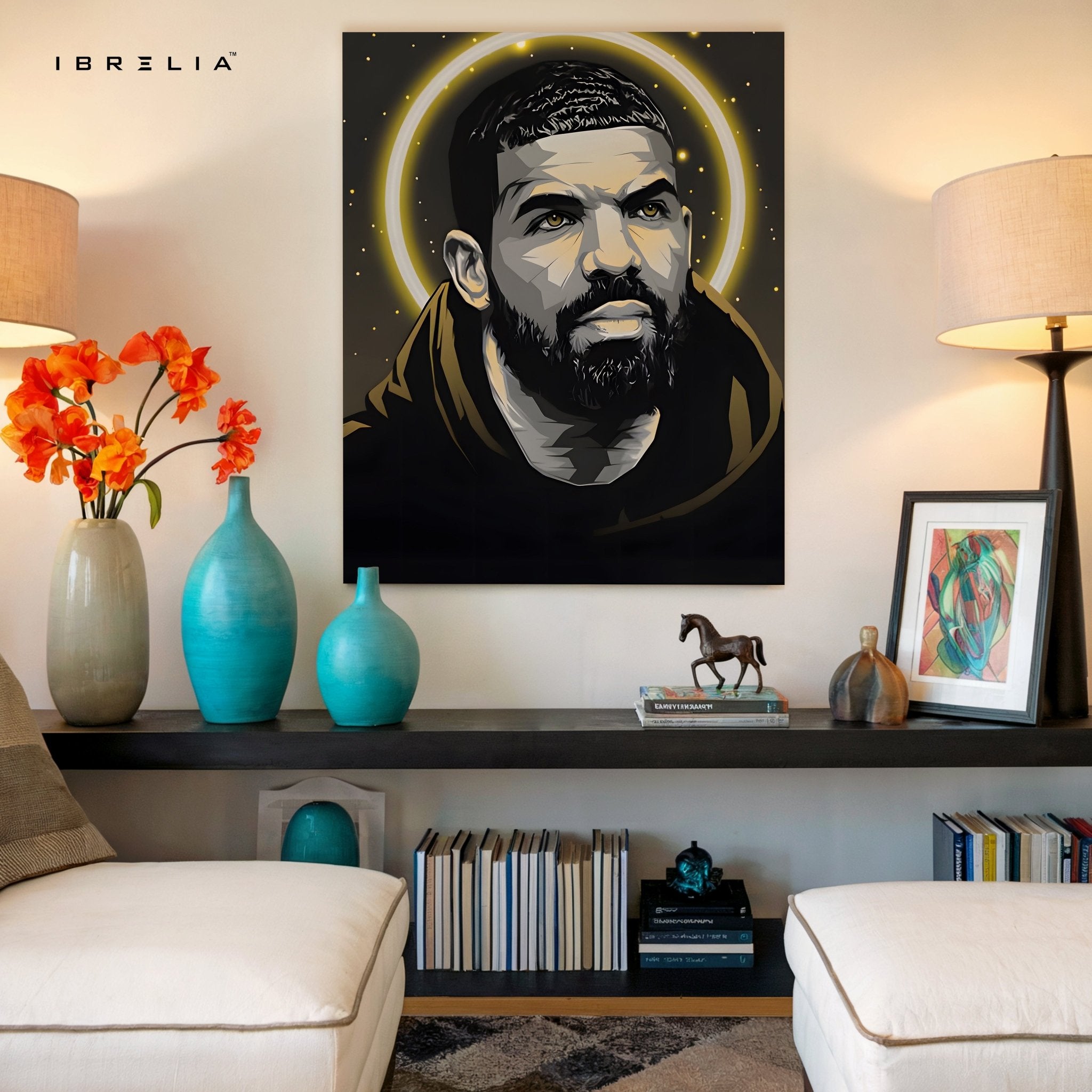 Drake Halo Portrait Wall Art – The Iconic Rap Legend | IBRELIA™ - IBRELIA