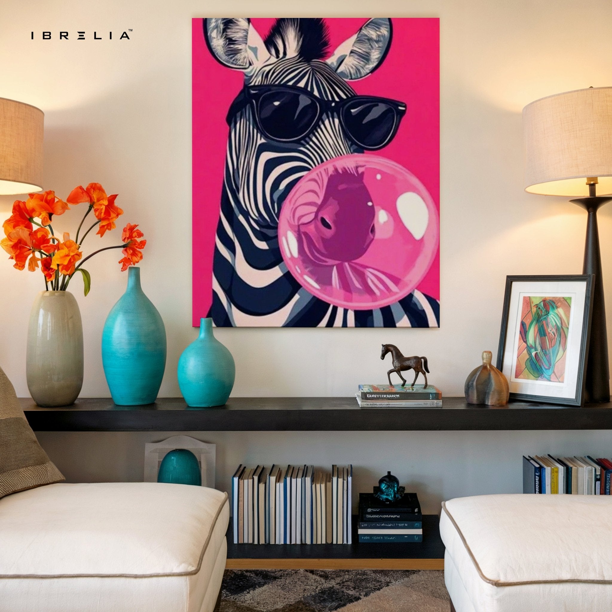 Bubblegum Zebra Wall Frame | 4K Ultra Wrap Frame Wall Art in Pakistan | IBRELIA™