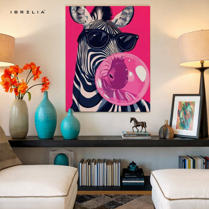 Bubblegum Zebra Wall Frame | 4K Ultra Wrap Frame Wall Art in Pakistan | IBRELIA™ - IBRELIA