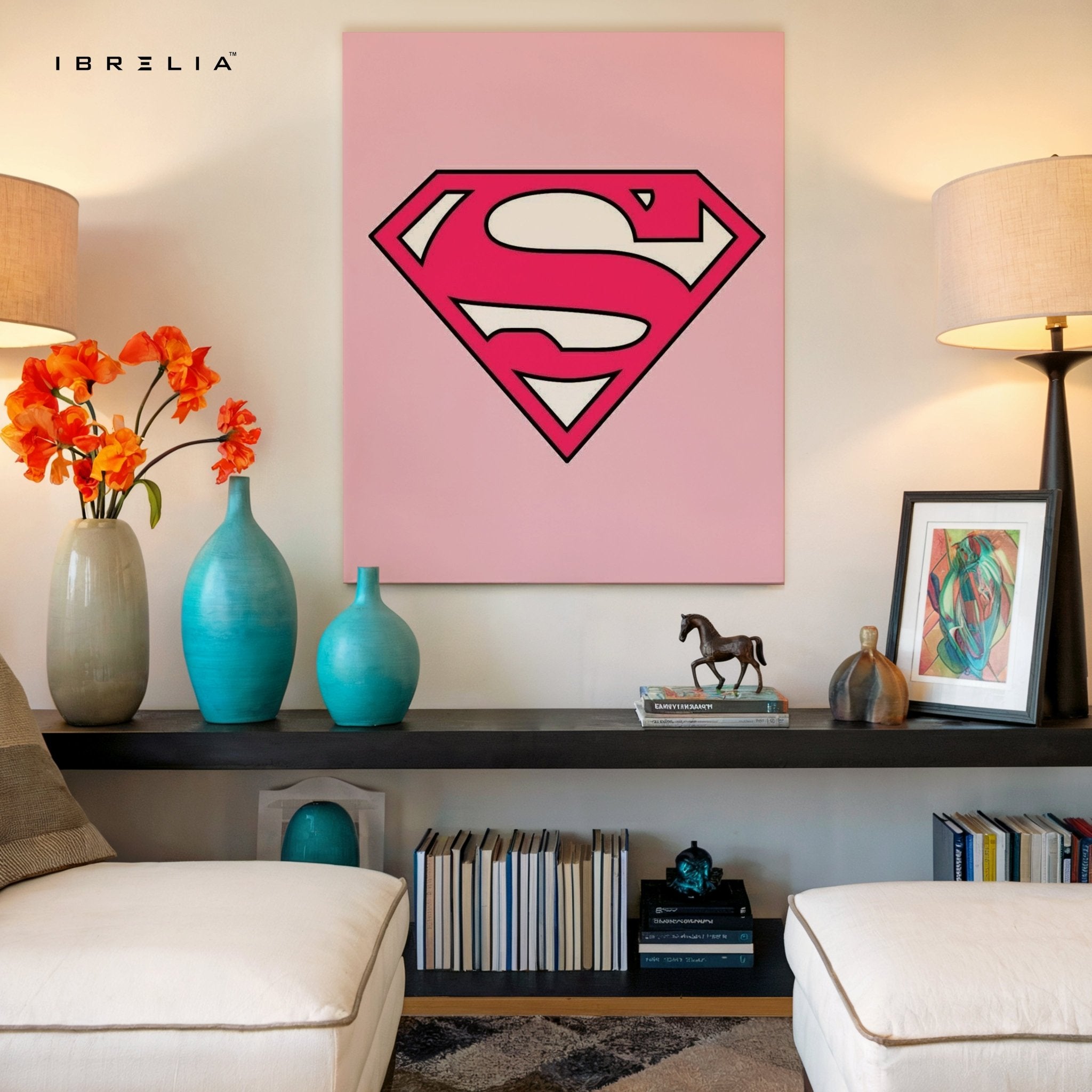 Pink Superman Logo Wall Frame | 4K Ultra Wrap Frame Wall Art in Pakistan | IBRELIA™ - IBRELIA
