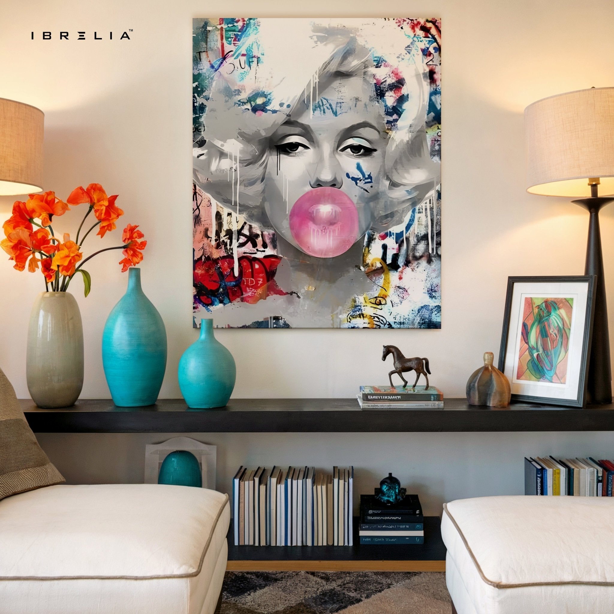 Marilyn Monroe “Bubblegum Graffiti” Wall Frame | 4K Ultra Wrap Frame Wall Art in Pakistan | IBRELIA™