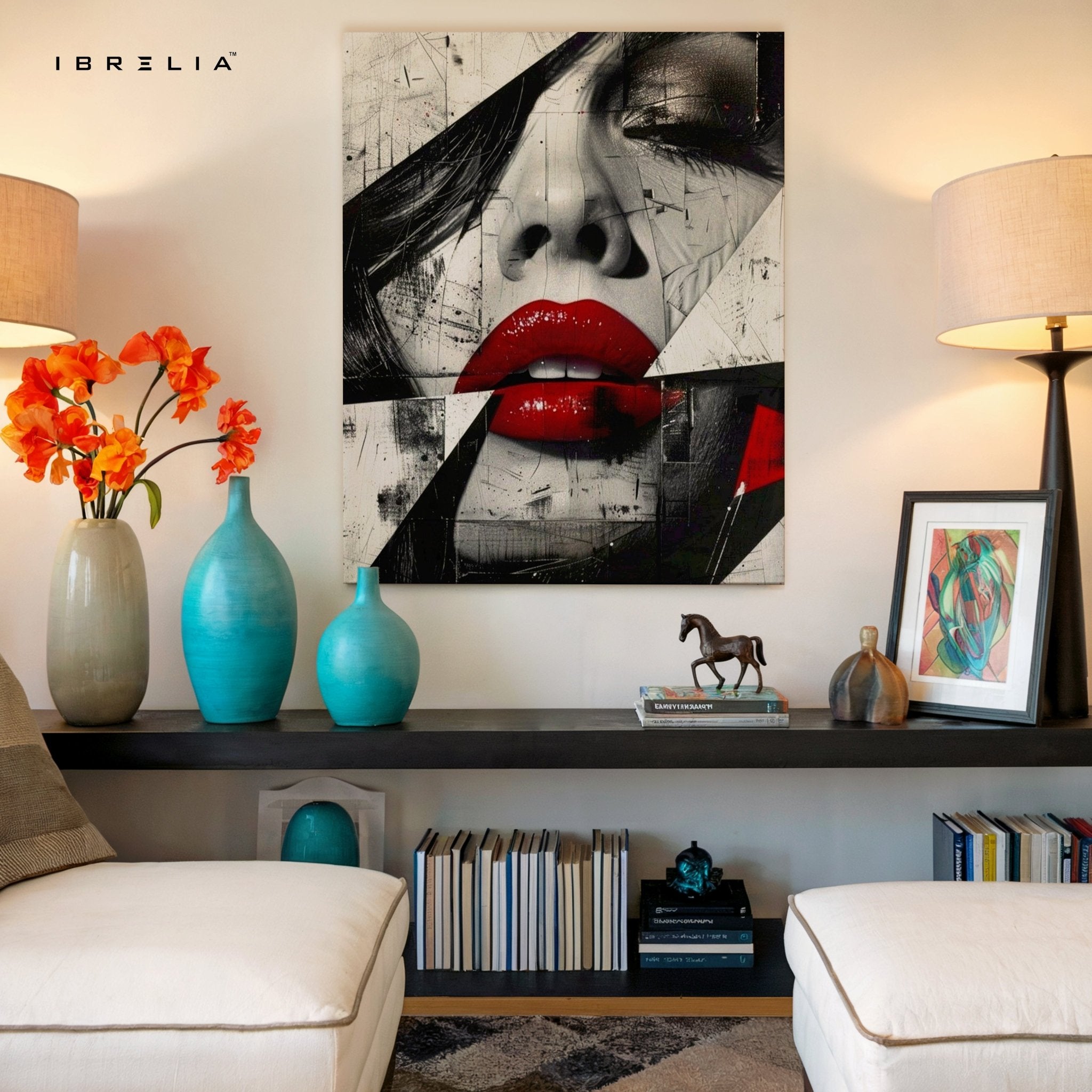 Red Lips Abstract Wall Frame | 4K Ultra Wrap Frame Wall Art in Pakistan | IBRELIA™