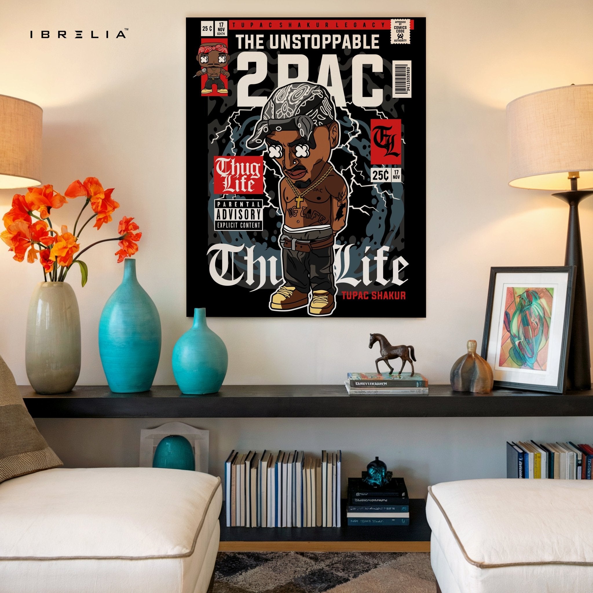 2PAC “Thug Life” Pop Art Comic Edition – 4K Ultra Wrap Frame Wall Art in Pakistan | IBRELIA™ - IBRELIA