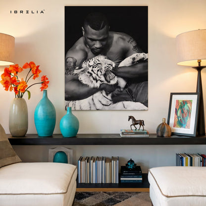 Mike Tyson & White Tiger Wall Art – Power Meets Majesty | IBRELIA™ - IBRELIA