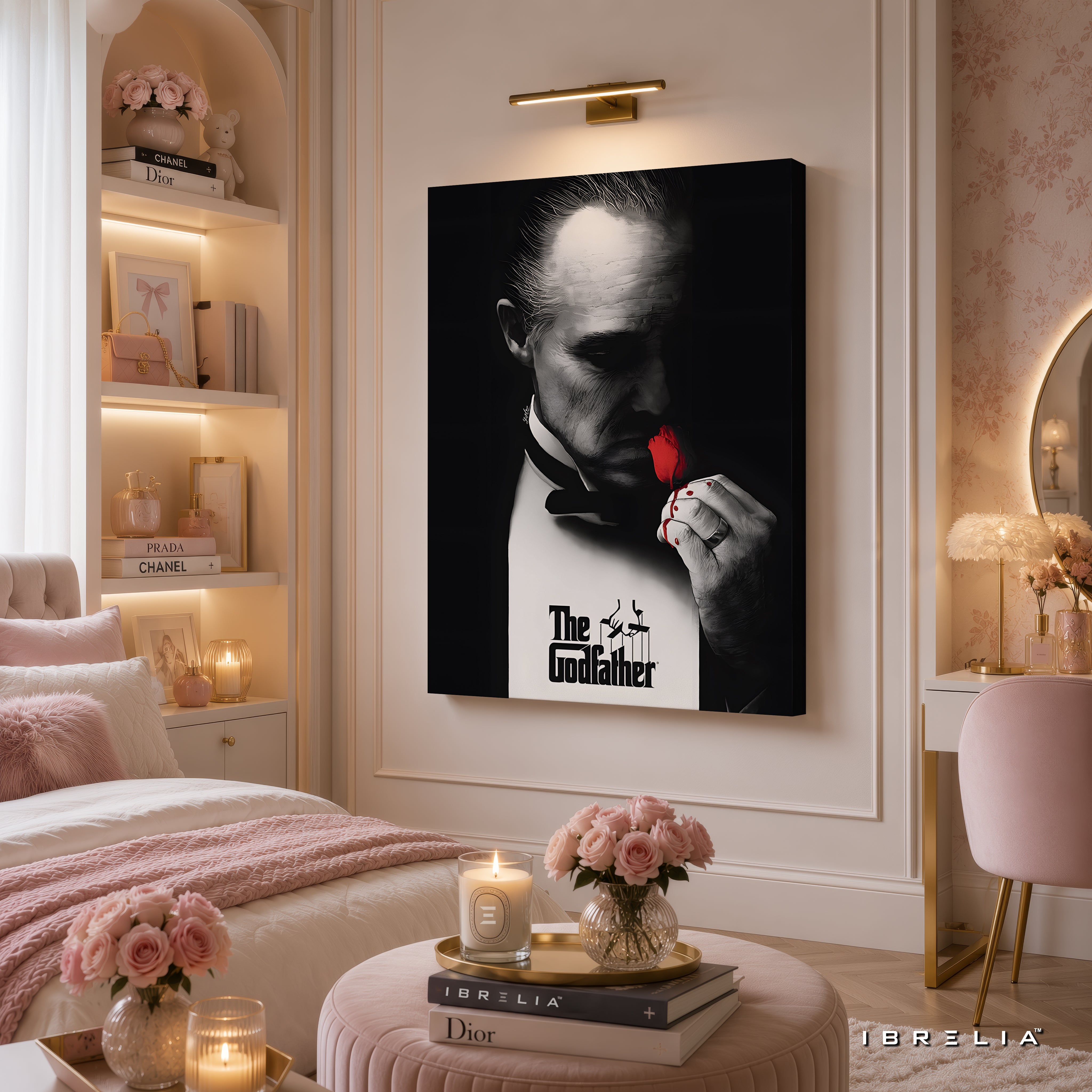 The Godfather Rose Wrapped Frame Wall Art | Cinematic Mafia Artwork | IBRELIA™
