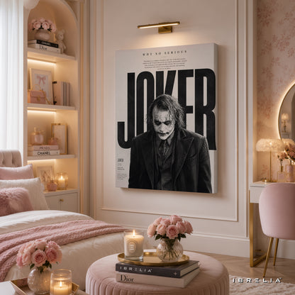 The Dark Knight Joker Wall Art – Heath Ledger Minimalist Monochrome Premium Wrapped MDF Wall Decor | IBRELIA™