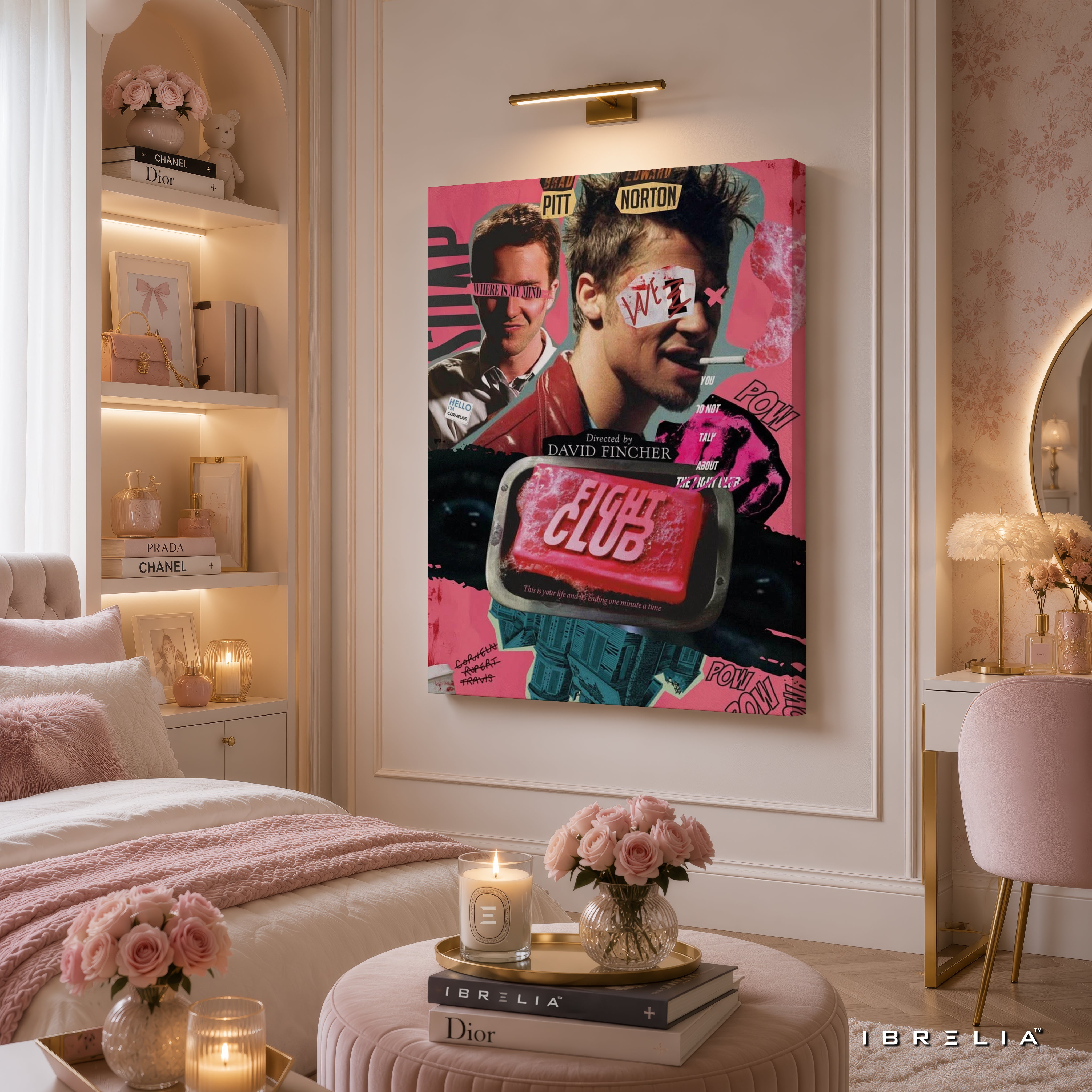 Fight Club Soap Poster Premium Canvas Wall Art – Tyler Durden Vintage Movie Collage Artwork | Cult Classic Canvas Decor | IBRELIA™