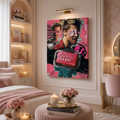 Fight Club Soap Poster Premium Canvas Wall Art – Tyler Durden Vintage Movie Collage Artwork | Cult Classic Canvas Decor | IBRELIA™