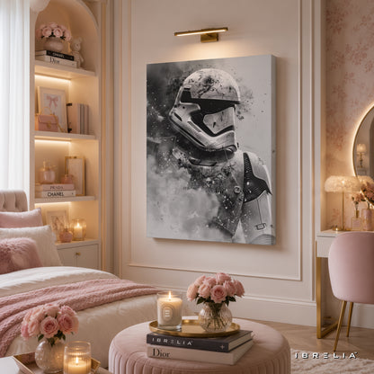 Stormtrooper Premium Canvas Wall Art – Star Wars Black & White Poster | First Order Sci-Fi Decor | IBRELIA™