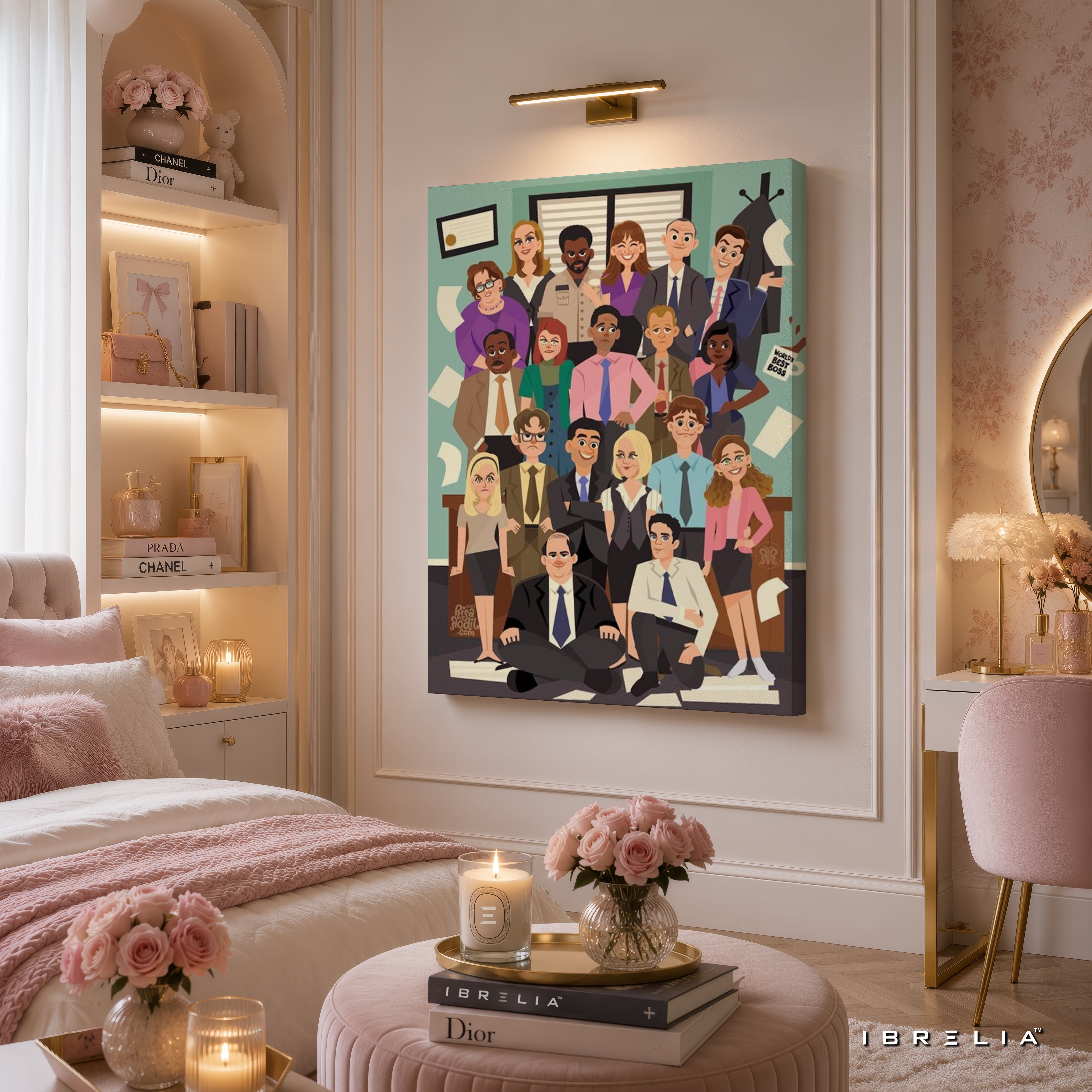 The Office Cartoon Cast Premium Wall Art – Dunder Mifflin Illustrated Character Collection 4K Wrapped MDF Frame | IBRELIA™