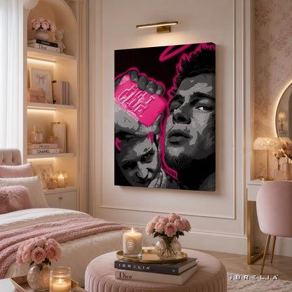 Fight Club Pink Soap Premium Canvas Wall Art – Tyler Durden & The Narrator Movie Artwork | Cult Classic Canvas Decor | IBRELIA™