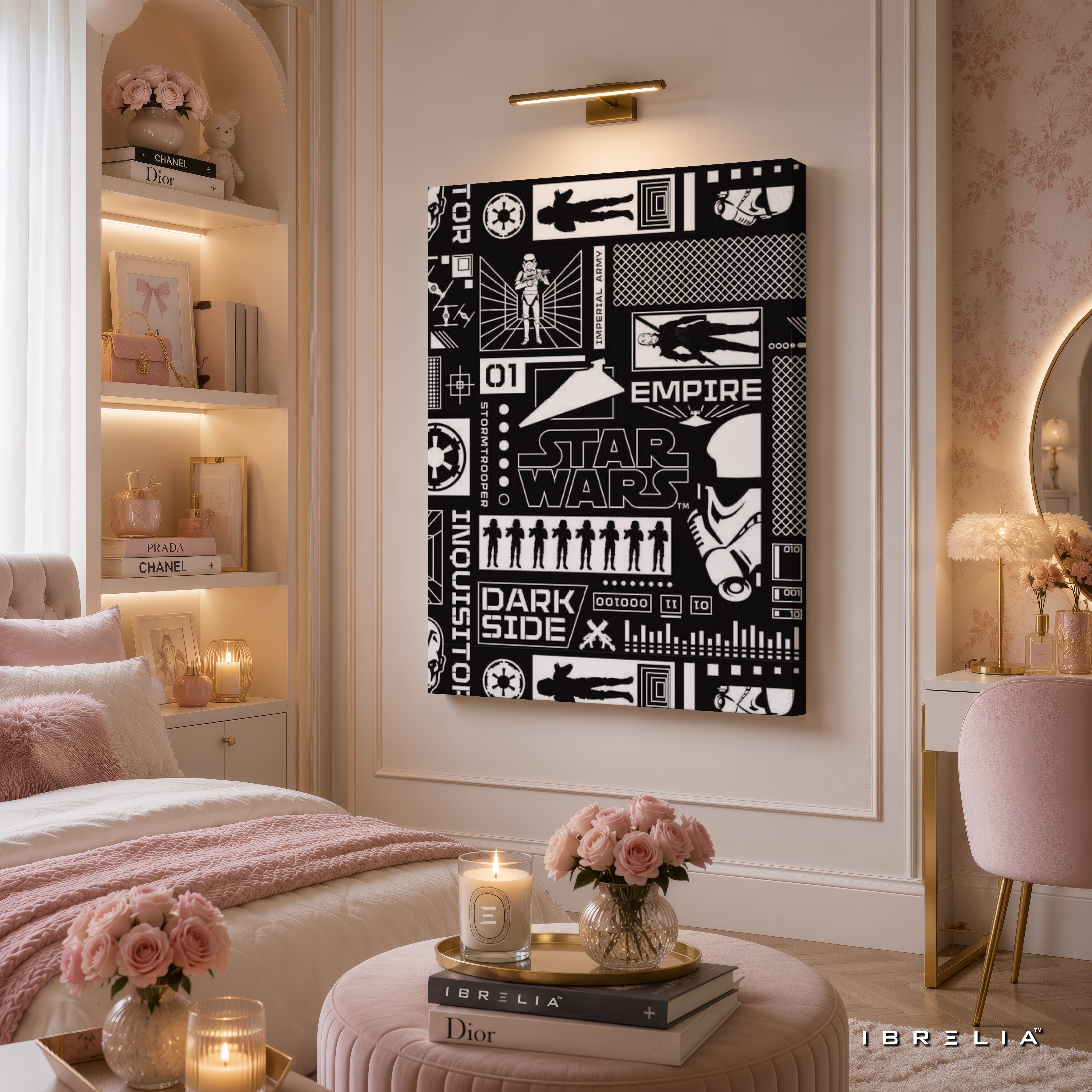 Star Wars Dark Side Blueprint Premium Canvas Wall Art – Imperial Empire Graphic Design | Sci-Fi Movie Decor | IBRELIA™