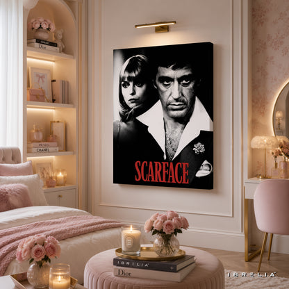 Scarface Movie Wall Art – Tony Montana Vintage Black & White Premium Wrapped MDF Wall Decor | IBRELIA™