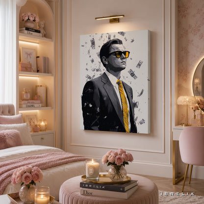 The Wolf of Wall Street Leonardo DiCaprio Canvas Wall Art – Premium Wrapped Movie Wall Decor | IBRELIA™