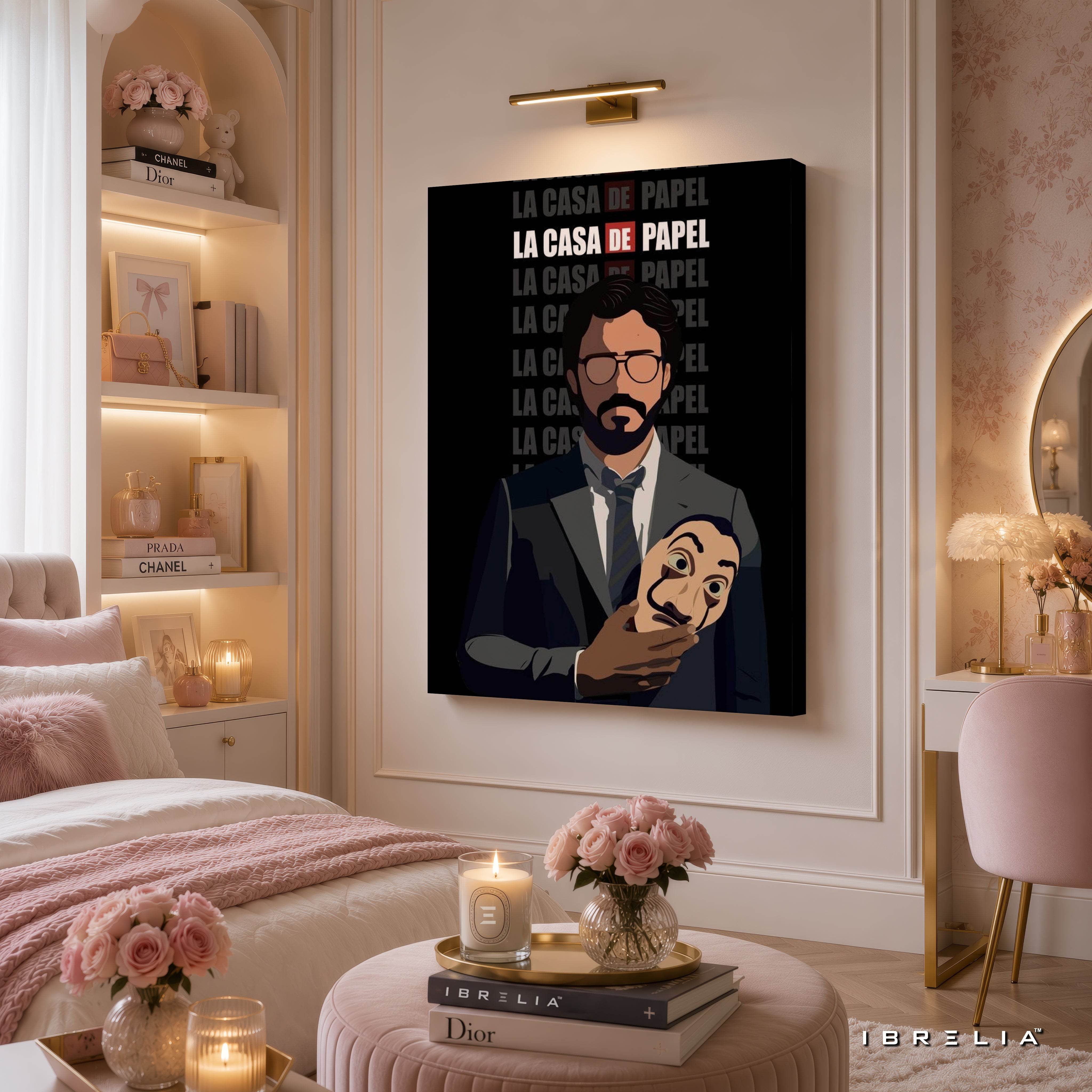 The Professor & Dali Mask Premium Wall Art – La Casa de Papel (Money Heist) 4K Wrapped MDF Frame | IBRELIA™