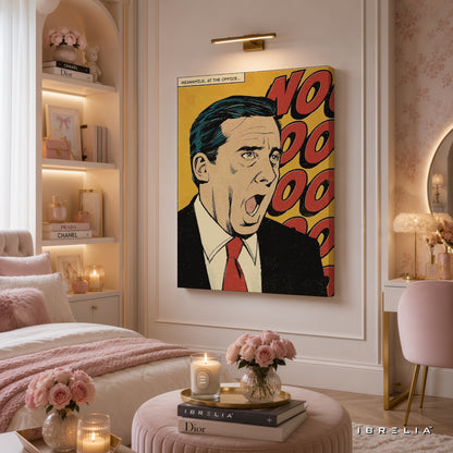 The Office "NOOO!" Michael Scott Premium Wall Art – Vintage Comic Pop Art 4K Wrapped MDF Frame | IBRELIA™