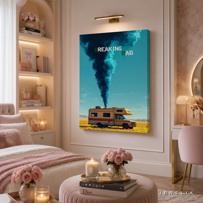 Breaking Bad RV Canvas Wall Art – Breaking Bad Desert RV Canvas Print | Heisenberg TV Series Wall Decor | IBRELIA™