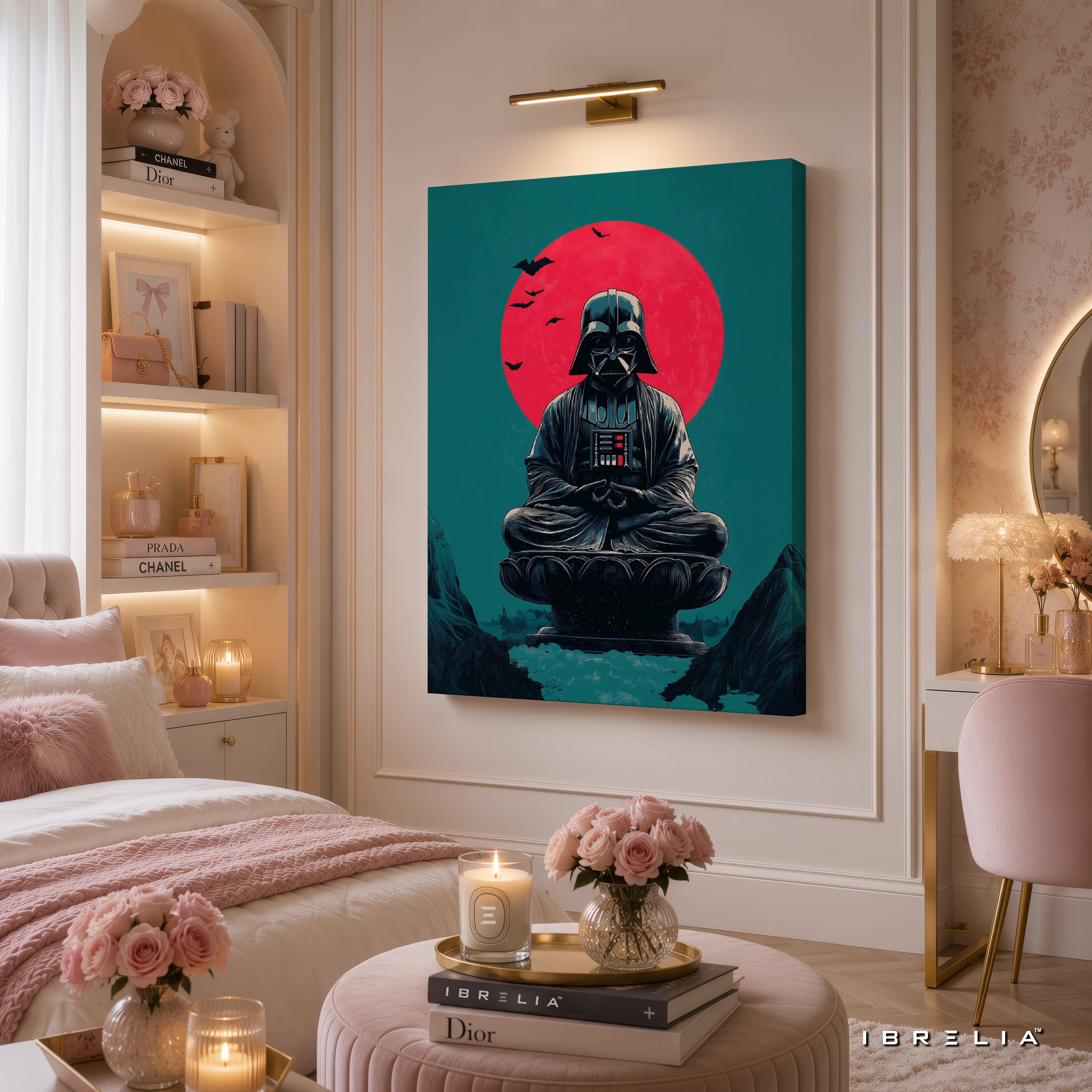 Darth Vader Zen Premium Canvas Wall Art – Star Wars Meditation Artwork | Sci-Fi Movie Decor | IBRELIA™