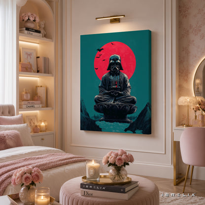 Darth Vader Zen Premium Canvas Wall Art – Star Wars Meditation Artwork | Sci-Fi Movie Decor | IBRELIA™