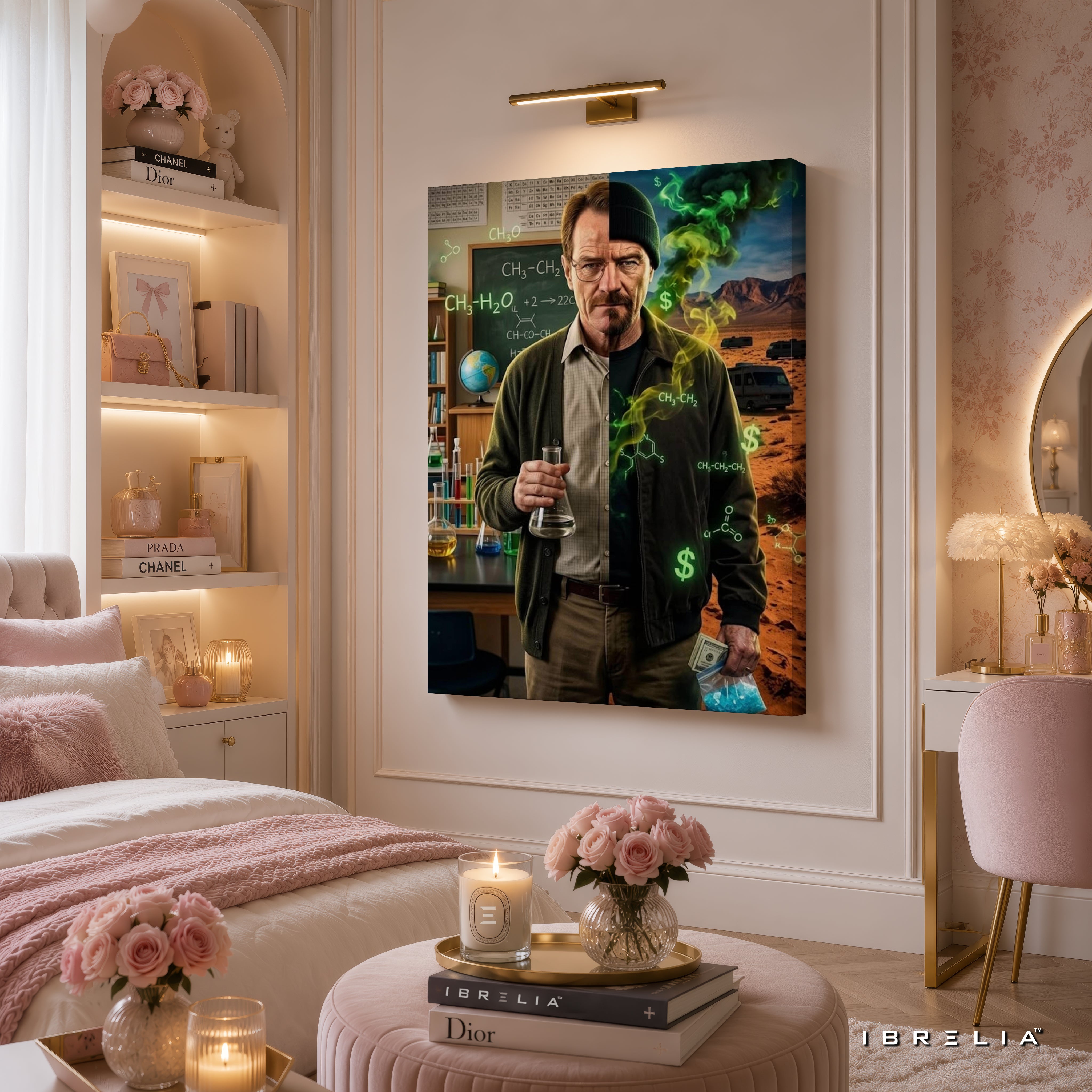 Breaking Bad Walter White Chemistry Canvas Wall Art – Heisenberg Split Portrait Canvas Print | Breaking Bad Wall Decor | IBRELIA™