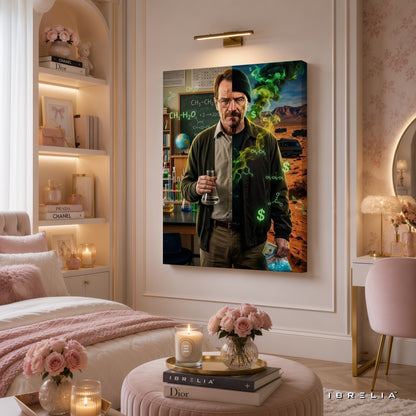 Breaking Bad Walter White Chemistry Canvas Wall Art – Heisenberg Split Portrait Canvas Print | Breaking Bad Wall Decor | IBRELIA™