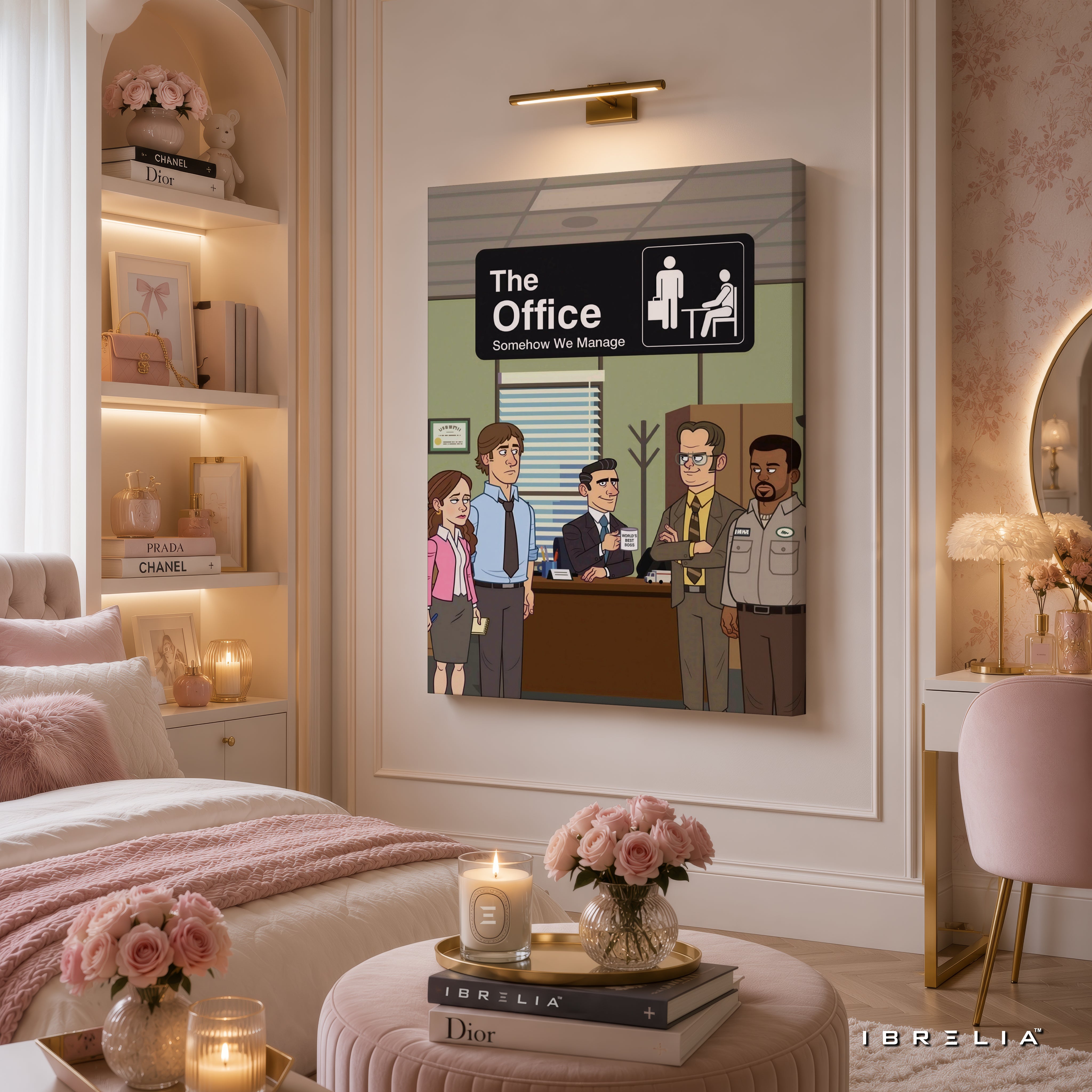 The Office "Somehow We Manage" Premium Wall Art – Dunder Mifflin Cartoon 4K Wrapped MDF Frame | IBRELIA™