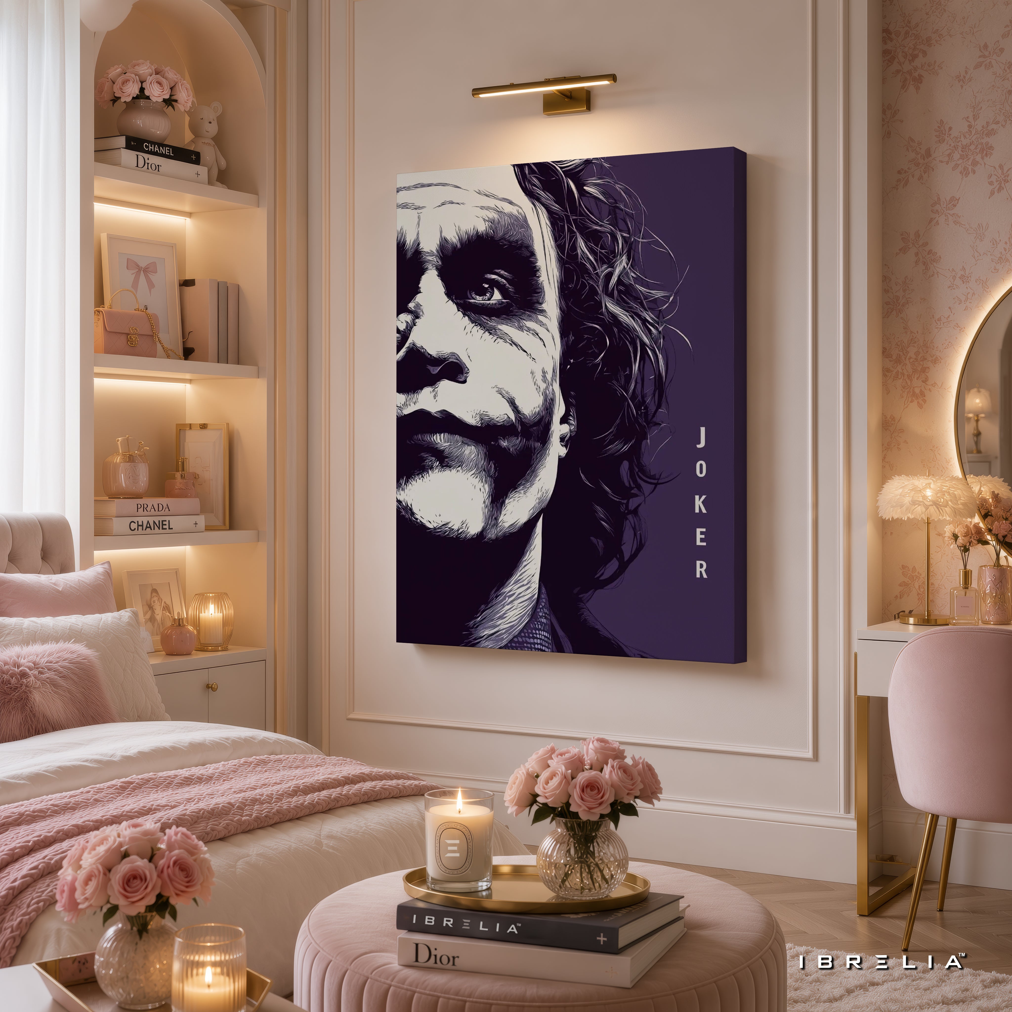The Dark Knight Joker Wall Art – Heath Ledger Minimalist Premium Wrapped MDF Wall Decor | IBRELIA™