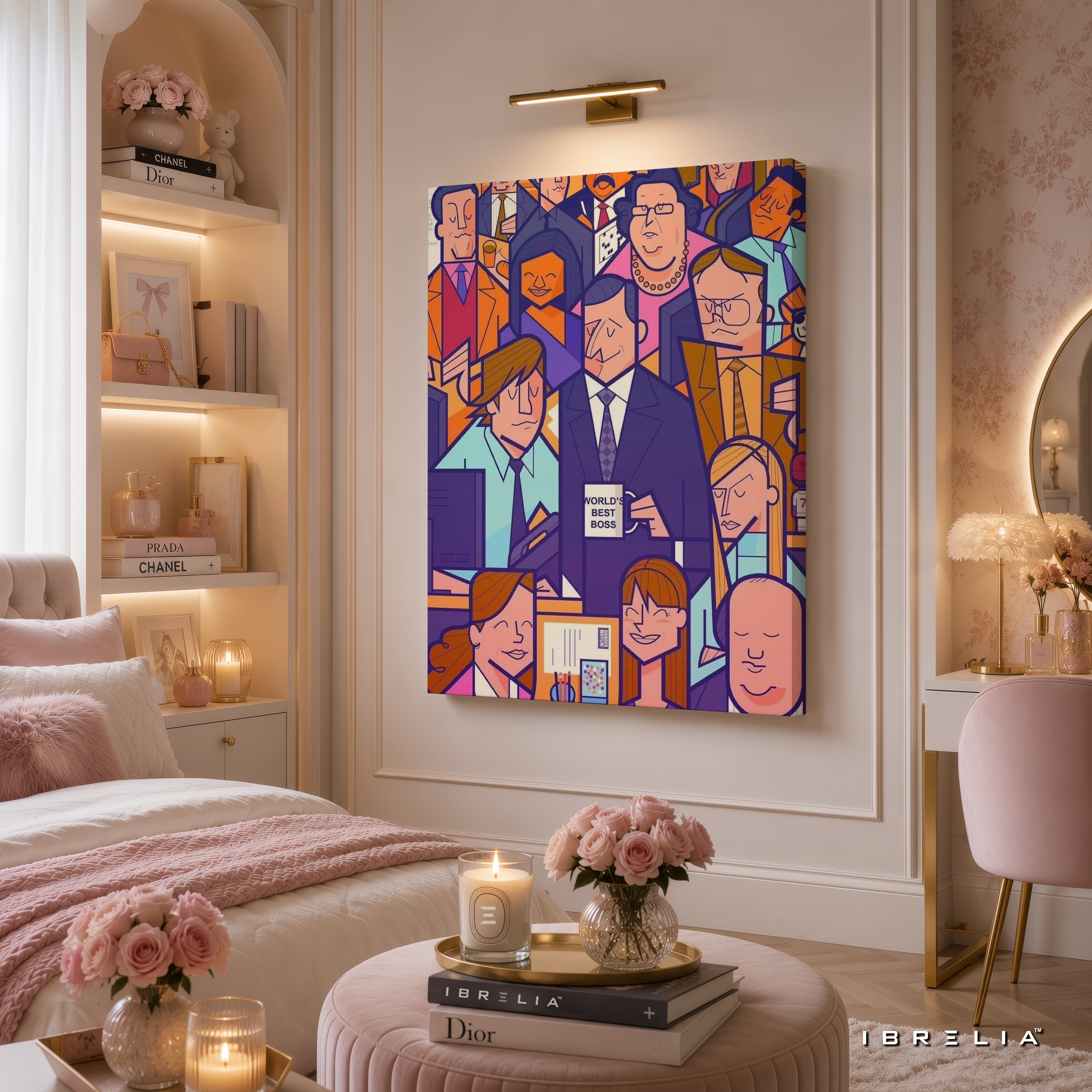 The Office Geometric Character Wall Art – Modern Abstract Dunder Mifflin Art 4K Wrapped MDF Frame | IBRELIA™