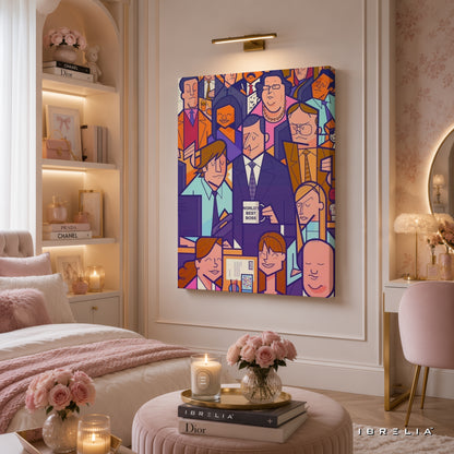 The Office Geometric Character Wall Art – Modern Abstract Dunder Mifflin Art 4K Wrapped MDF Frame | IBRELIA™