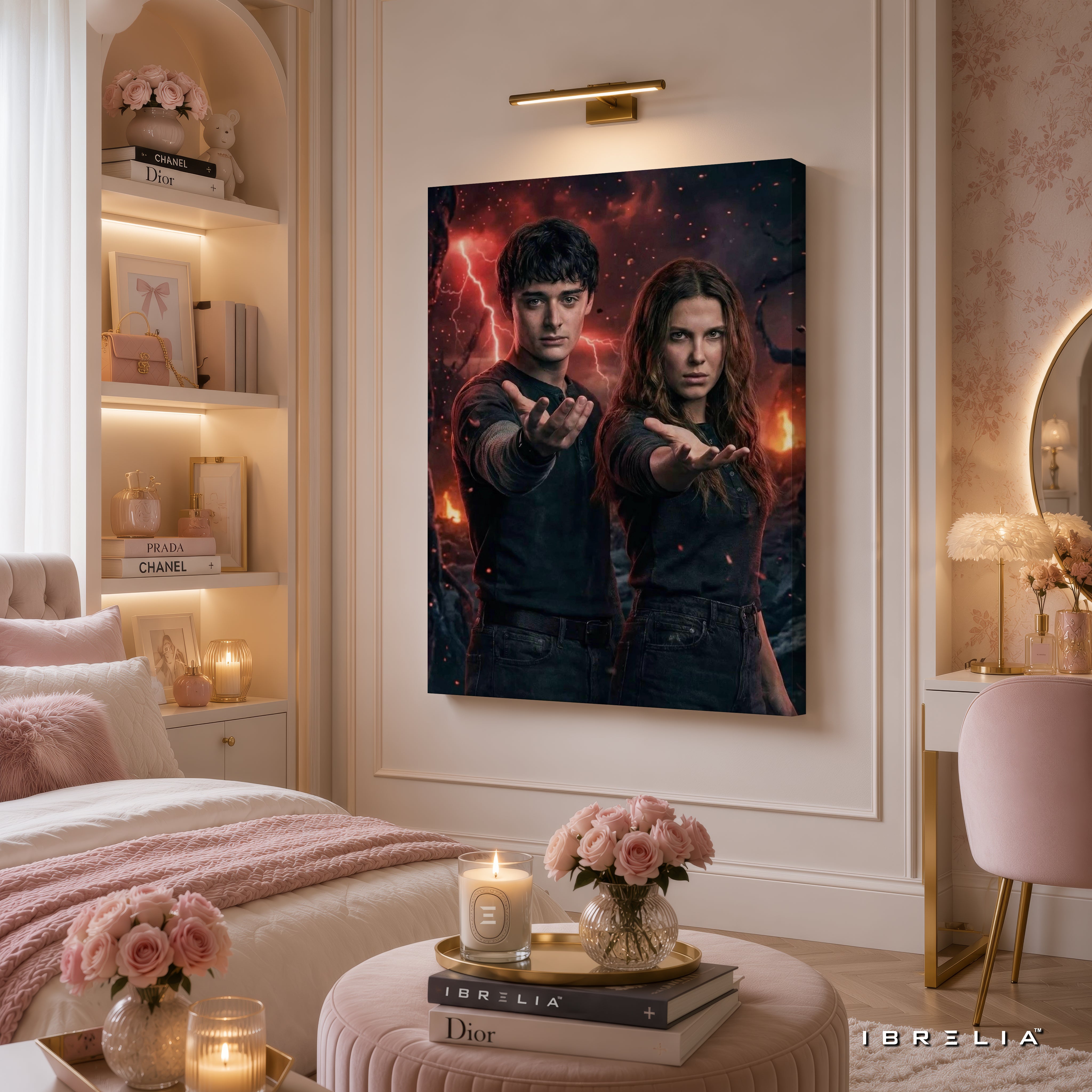 Stranger Things Eleven & Will Premium Canvas Wall Art – Netflix Hawkins Supernatural Artwork | Sci-Fi TV Series Canvas Decor | IBRELIA™