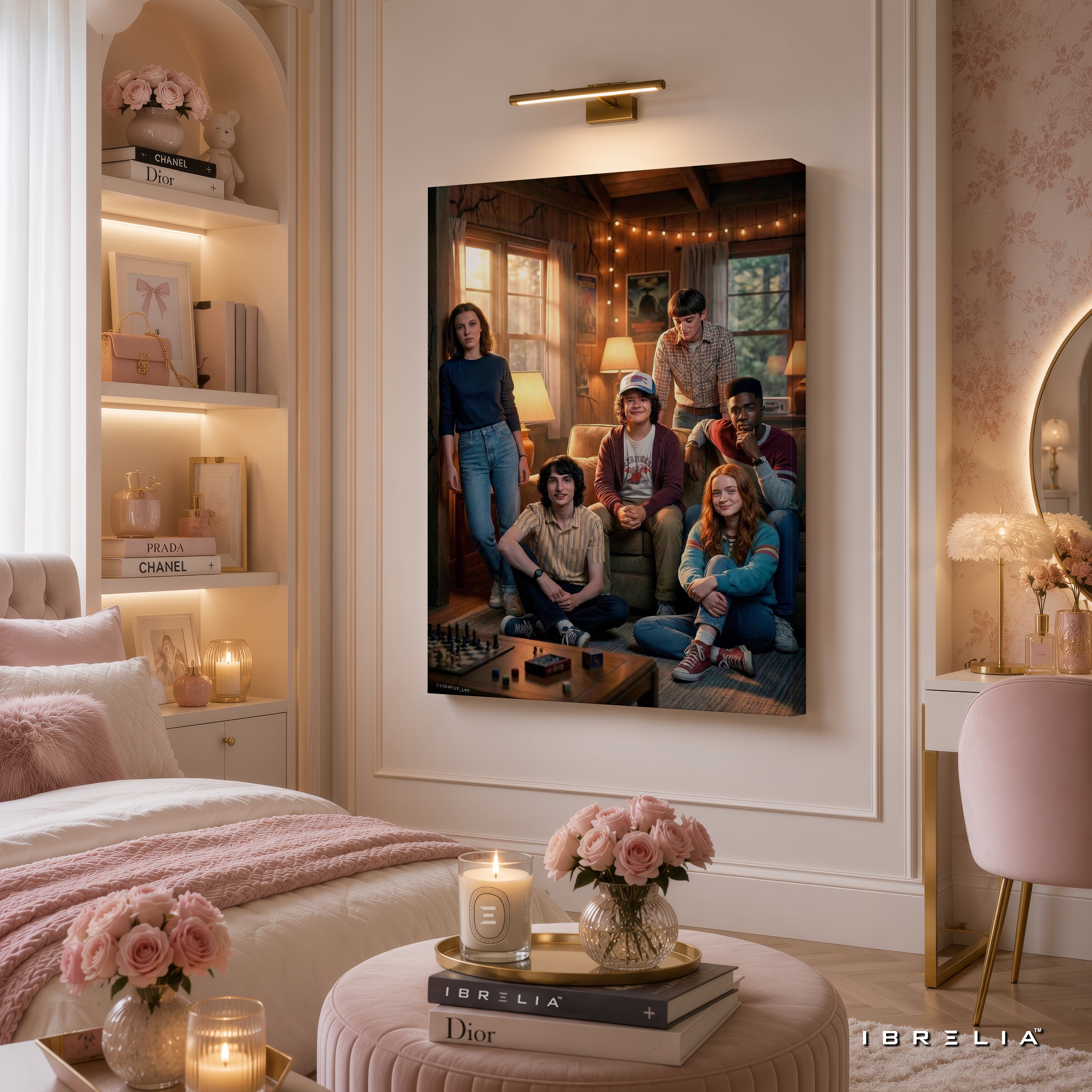 Stranger Things Friends of Hawkins Premium Canvas Wall Art – Netflix Group Cast Artwork | Sci-Fi TV Series Canvas Decor | IBRELIA™