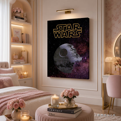 Star Wars Death Star Premium Canvas Wall Art – Galactic Space Movie Poster | Sci-Fi Home Decor | IBRELIA™