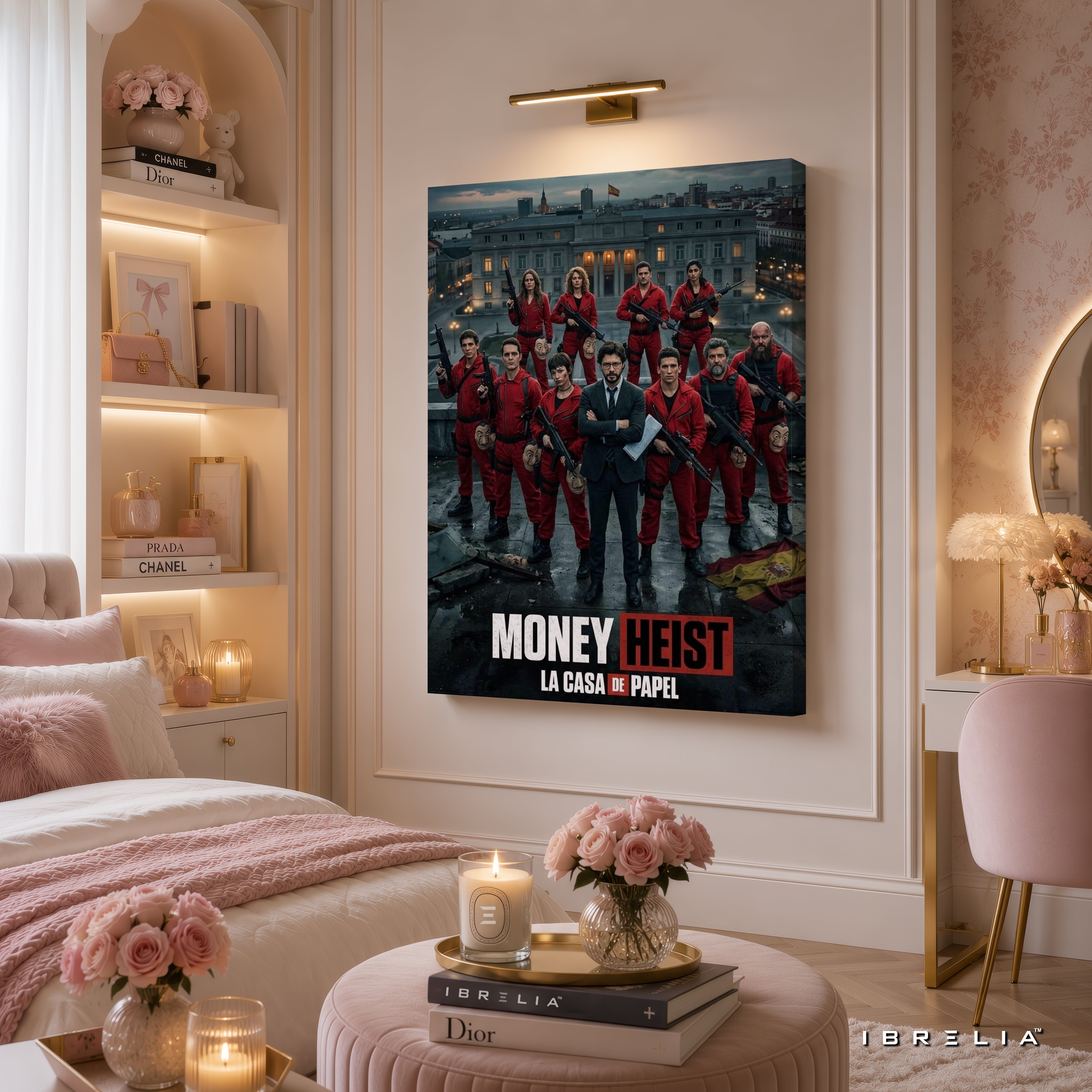 Money Heist (La Casa de Papel) Team Premium Wall Art – Netflix 4K Wrapped MDF Frame | IBRELIA™