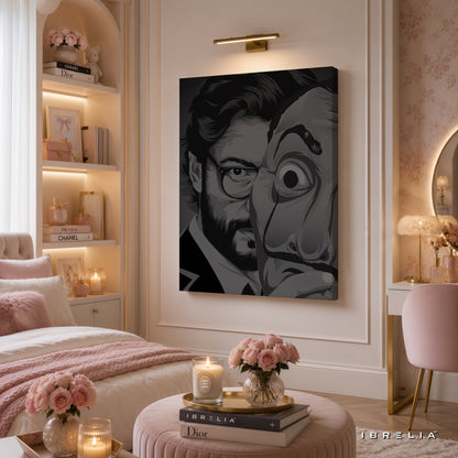 The Professor & Dali Mask Premium Wall Art – Money Heist La Casa de Papel 4K Wrapped MDF Frame | IBRELIA™