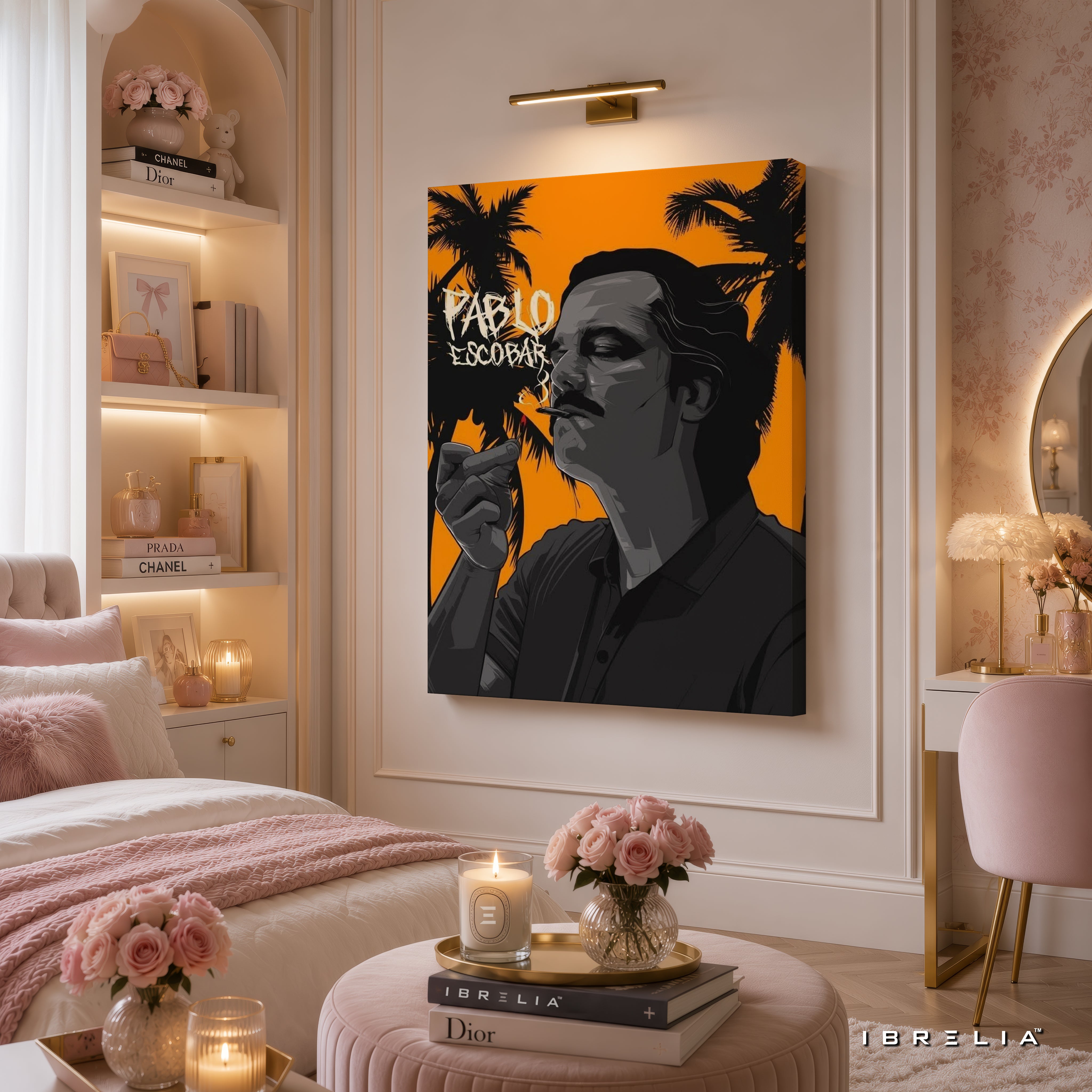 Pablo Escobar Premium Wall Art – Narcos Inspired Smoking Portrait 4K Wrapped MDF Frame | IBRELIA™