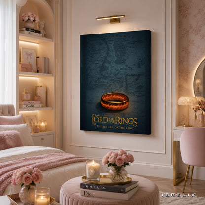 The Lord of the Rings One Ring Premium Canvas Wall Art – Return of the King Middle-earth Map Artwork | Fantasy Movie Decor | IBRELIA™